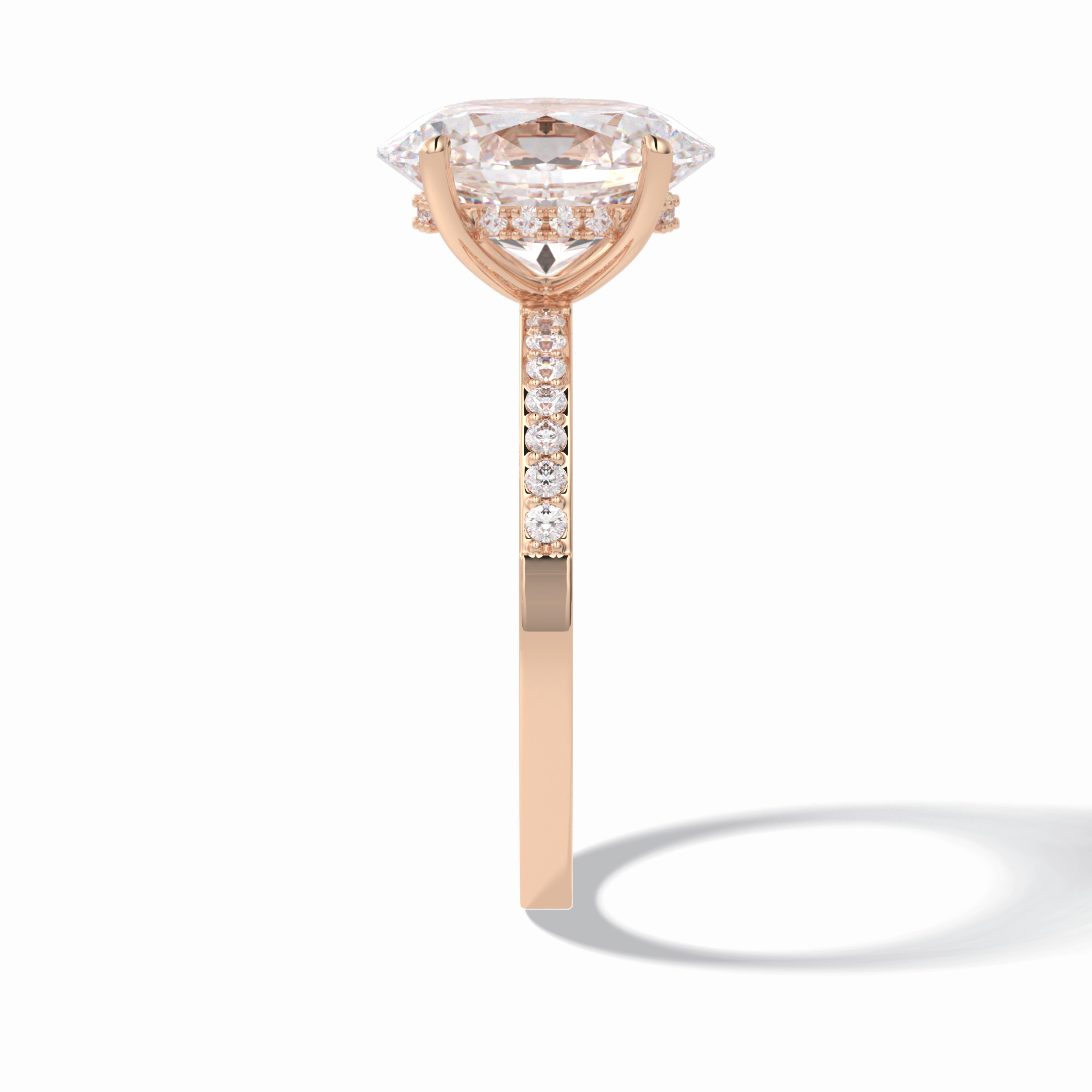 Oval Hidden Halo & Pave Lab Grown Diamond Engagement Ring