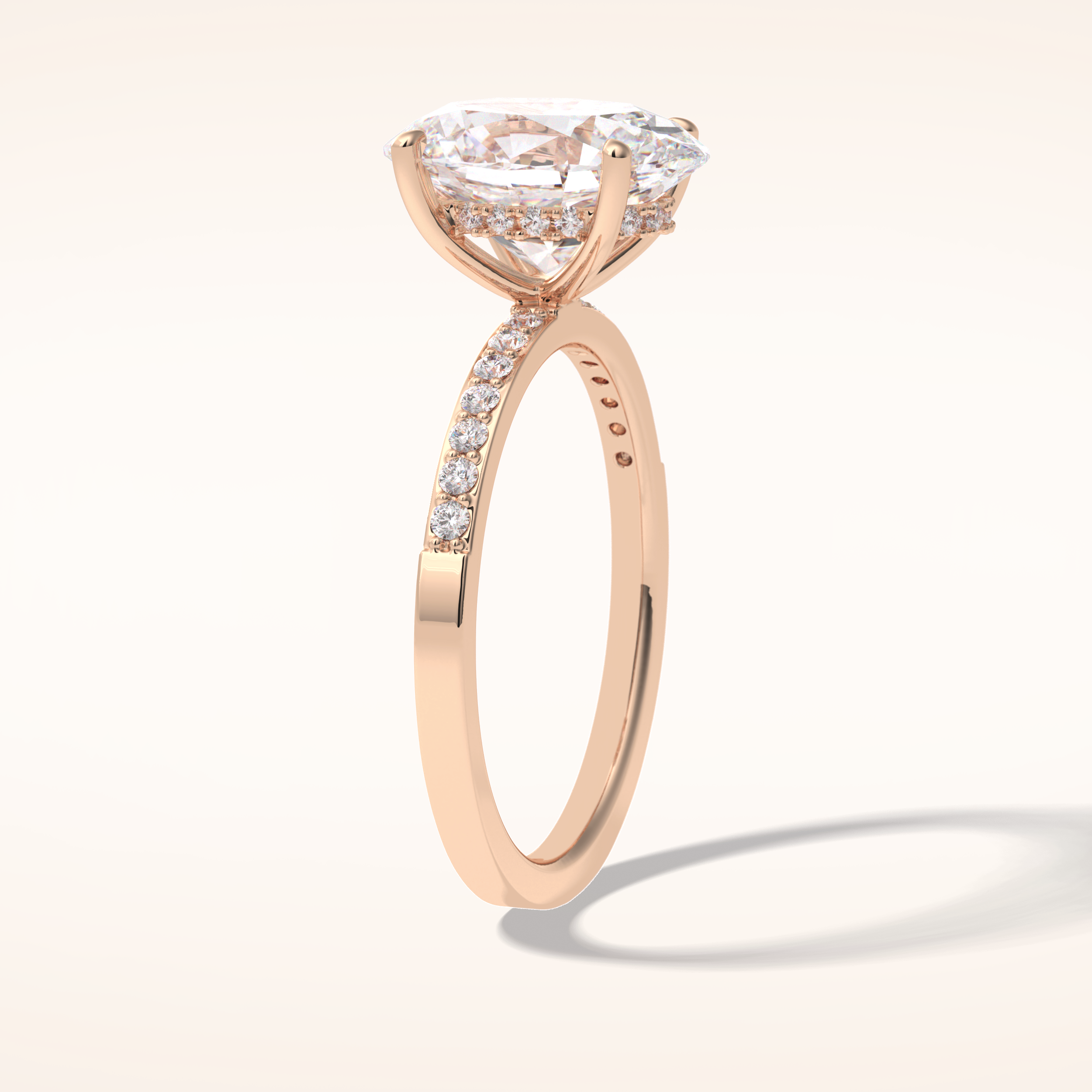3 CT Oval Shaped Hidden Halo & Pave Moissanite Engagement Ring