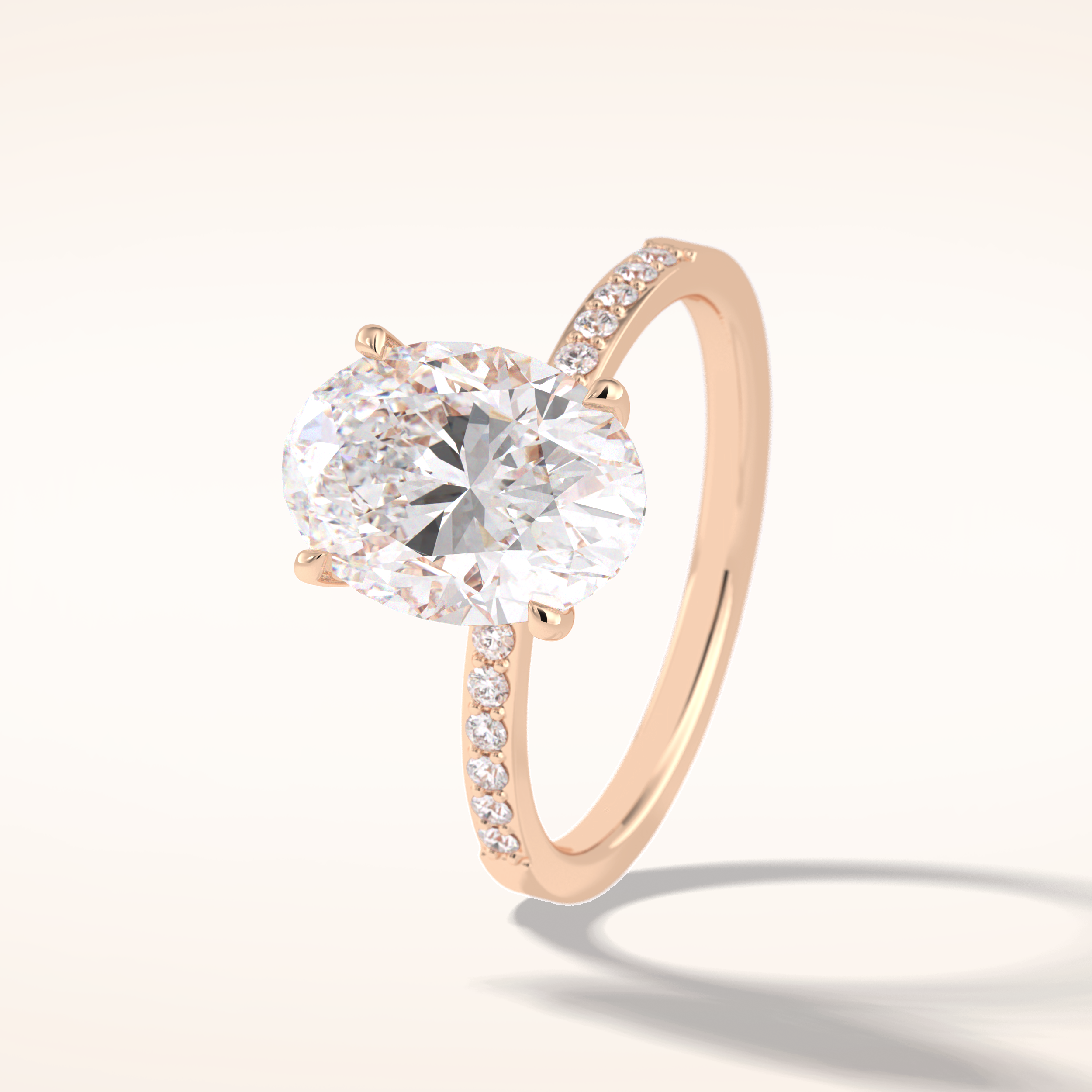 3 CT Oval Shaped Hidden Halo & Pave Moissanite Engagement Ring