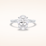 3 CT Oval Shaped Hidden Halo & Pave Moissanite Engagement Ring