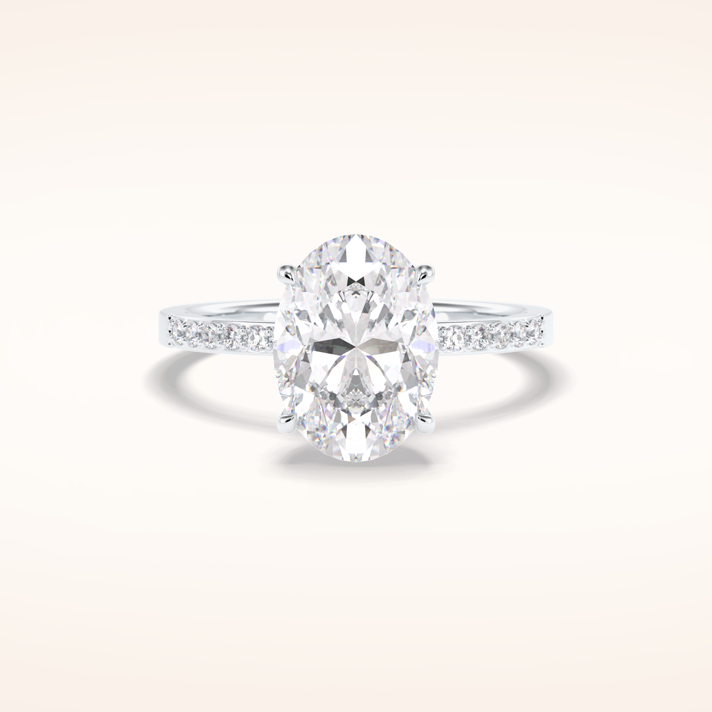 3 CT Oval Shaped Hidden Halo & Pave Moissanite Engagement Ring