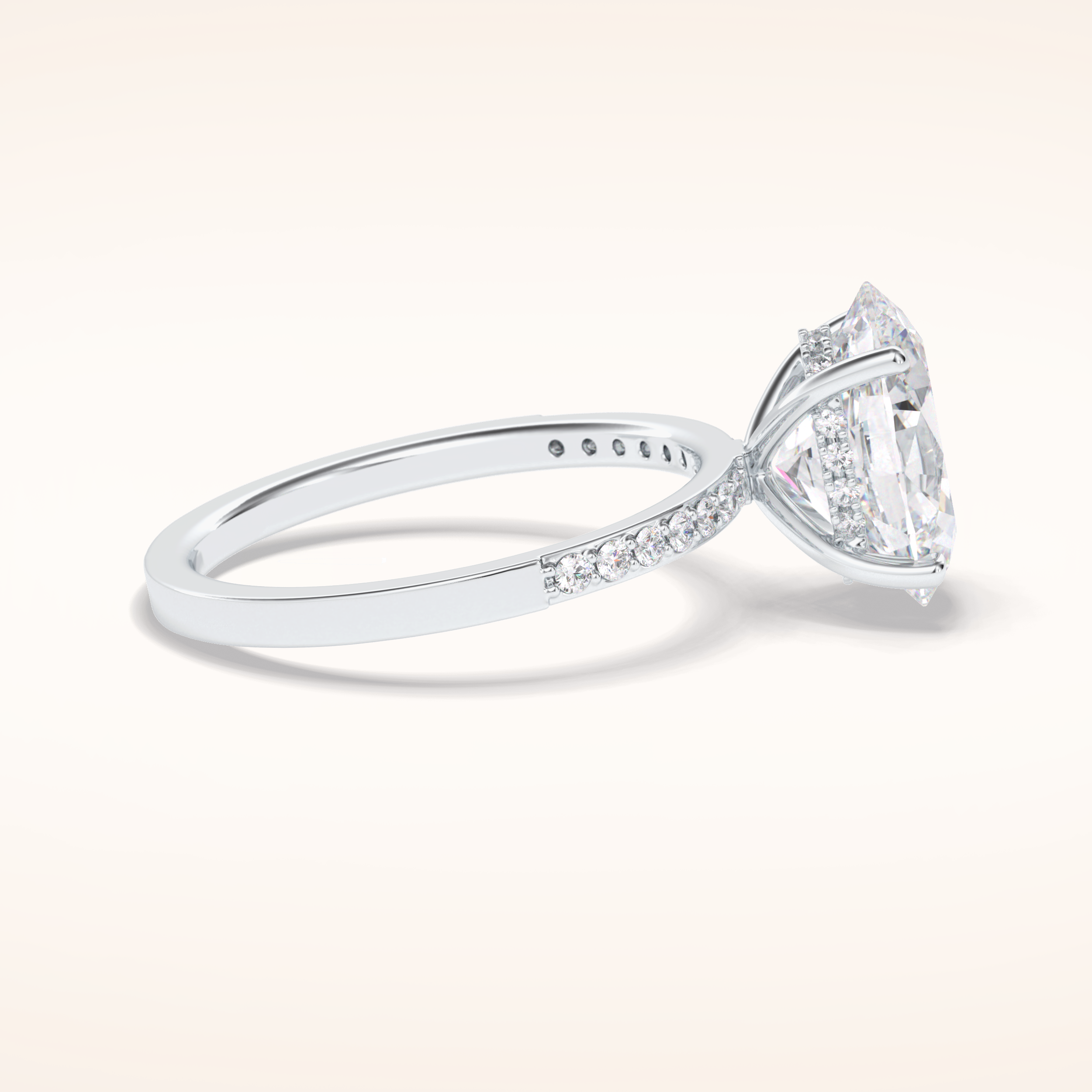 3 CT Oval Shaped Hidden Halo & Pave Moissanite Engagement Ring