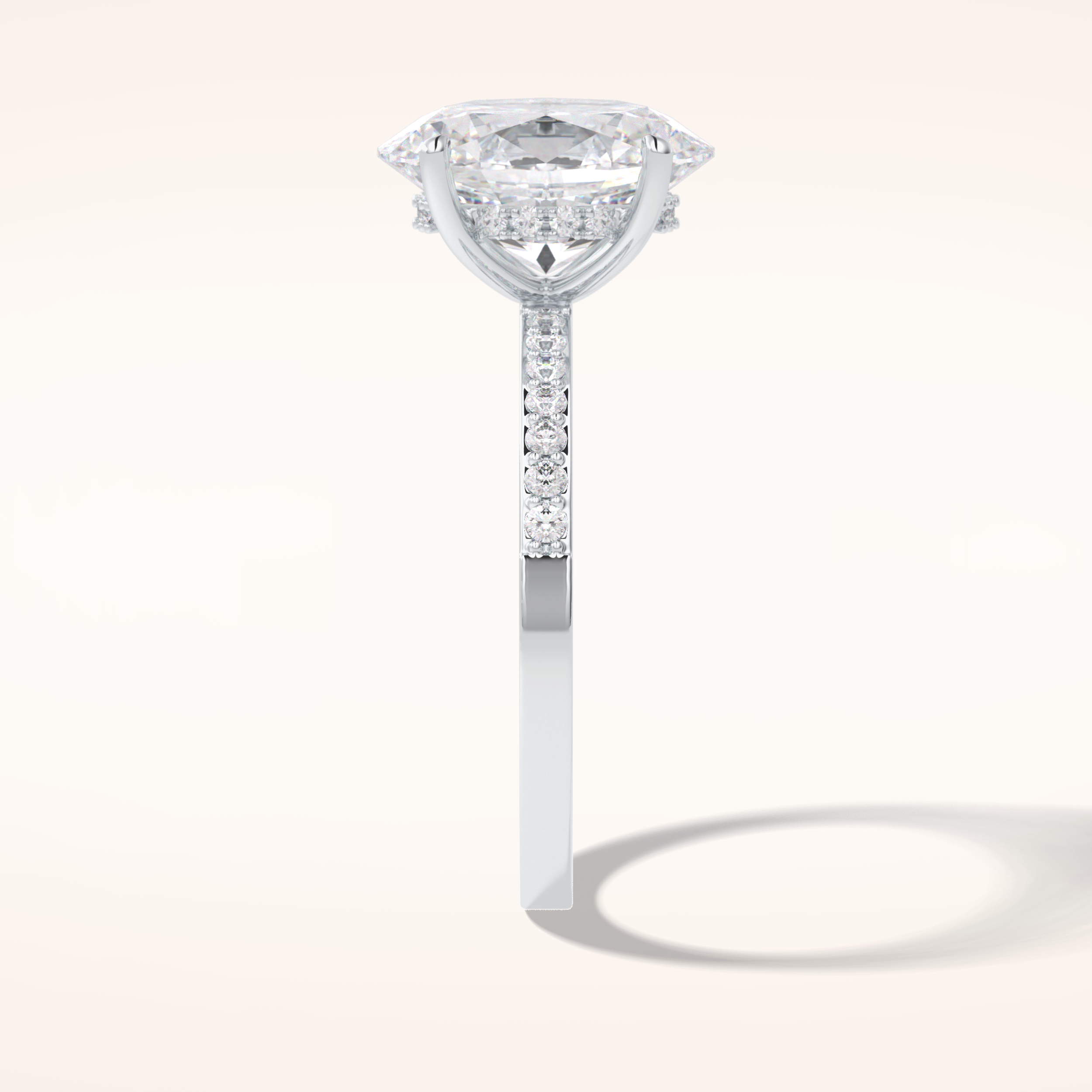 3 CT Oval Shaped Hidden Halo & Pave Moissanite Engagement Ring