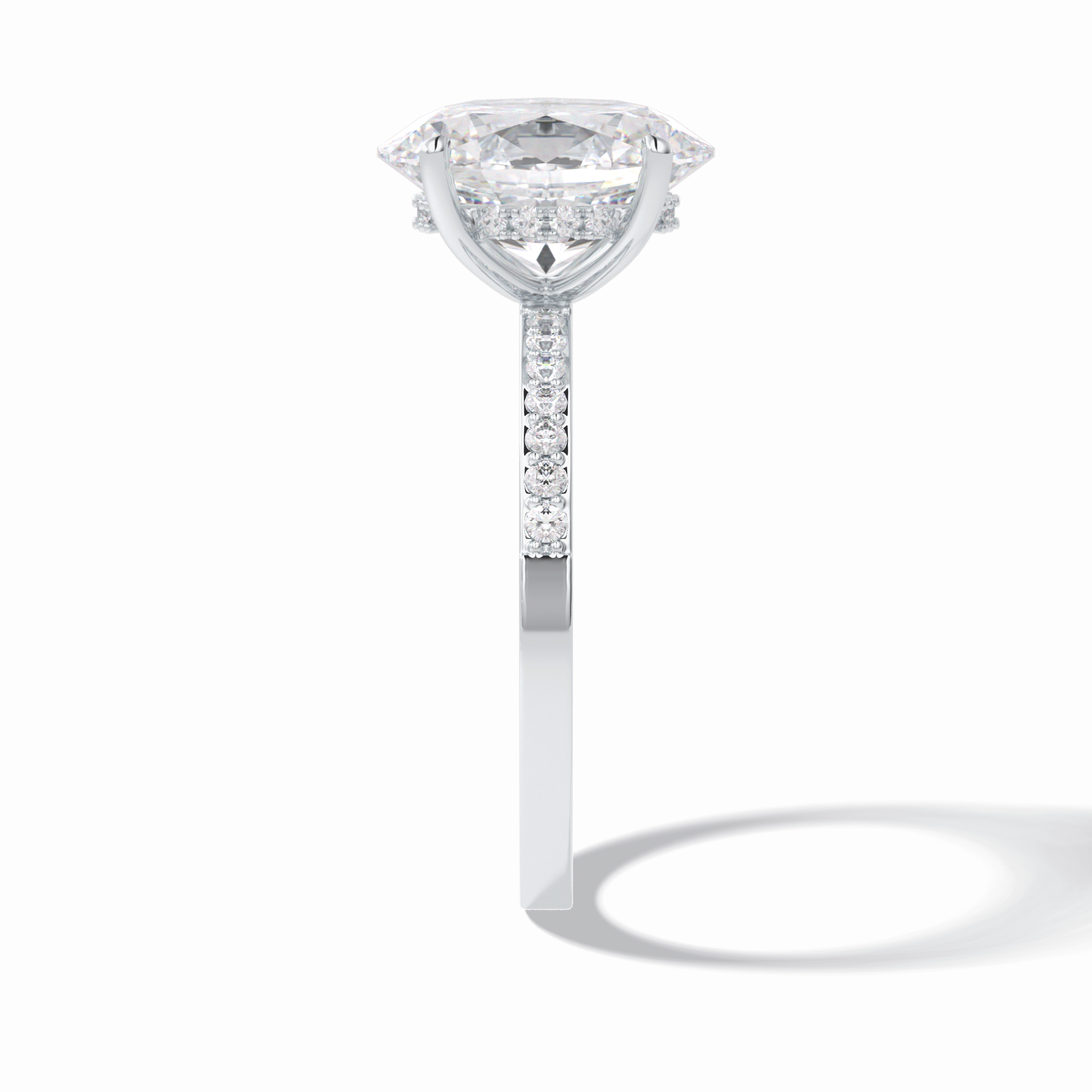 Oval Hidden Halo & Pave Lab Grown Diamond Engagement Ring
