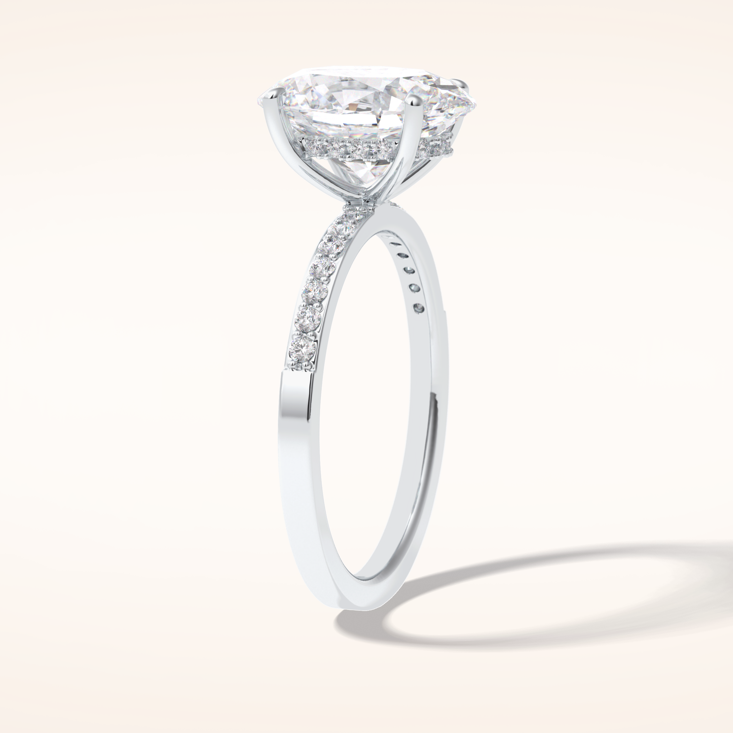 3 CT Oval Shaped Hidden Halo & Pave Moissanite Engagement Ring