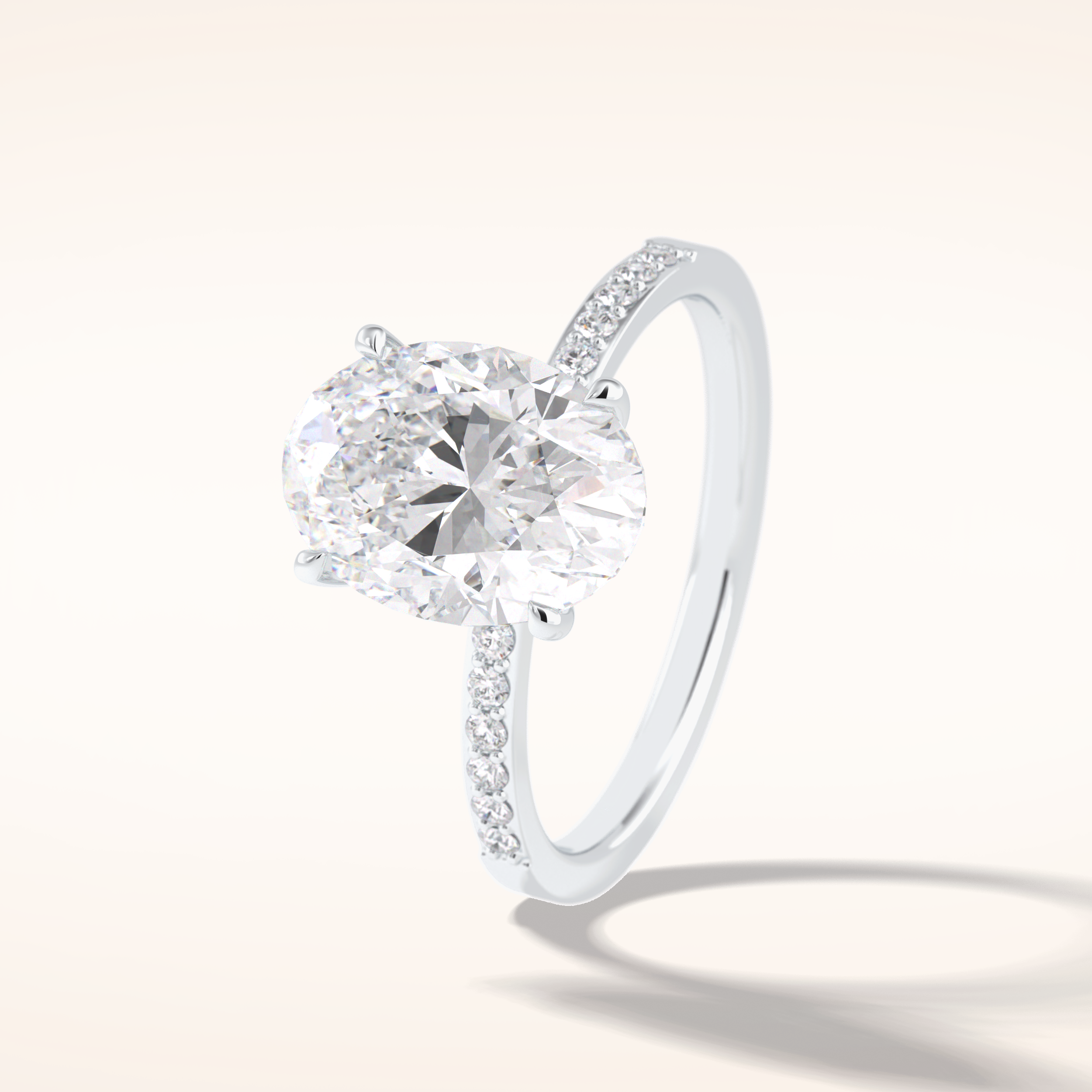 3 CT Oval Shaped Hidden Halo & Pave Moissanite Engagement Ring