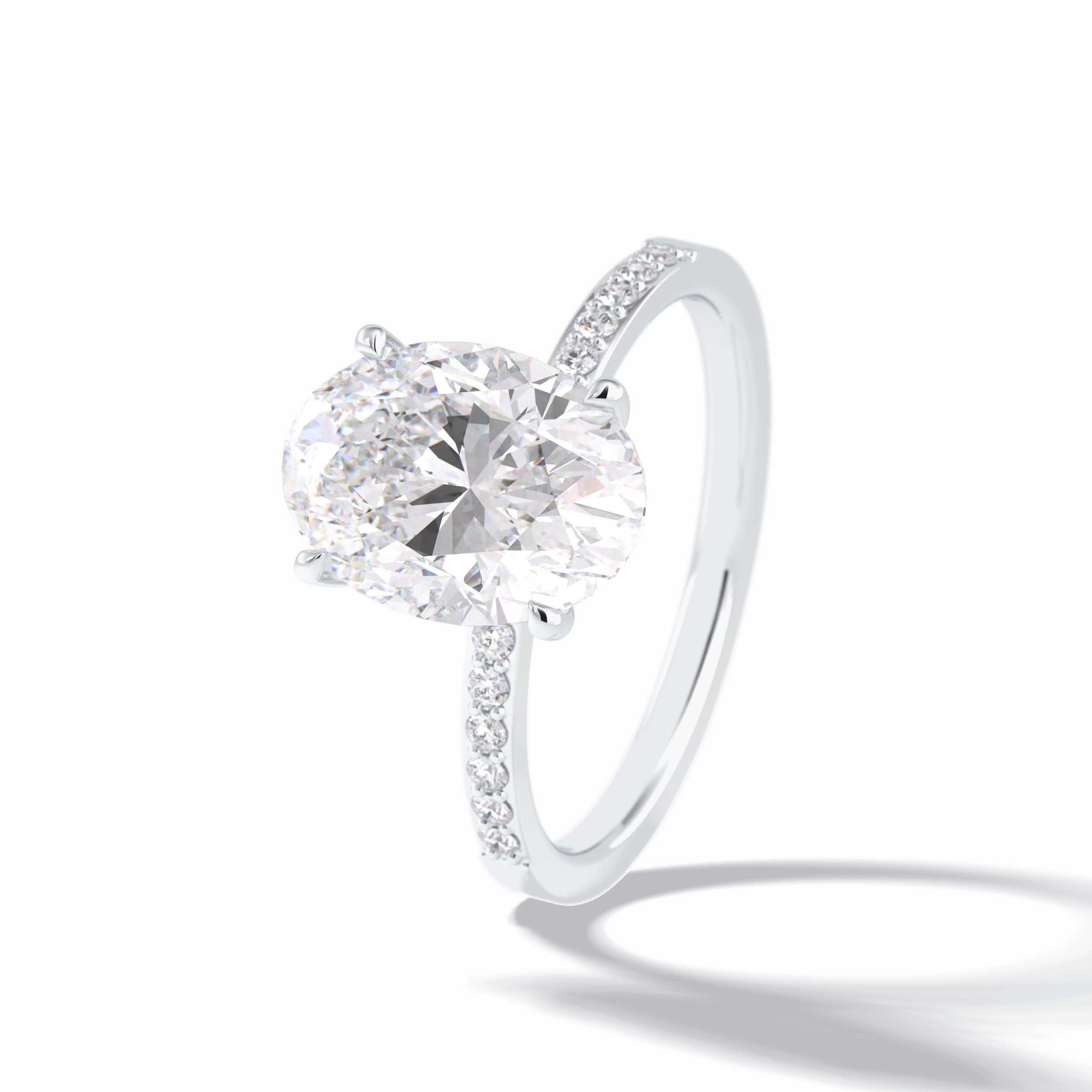 Oval Hidden Halo & Pave Lab Grown Diamond Engagement Ring