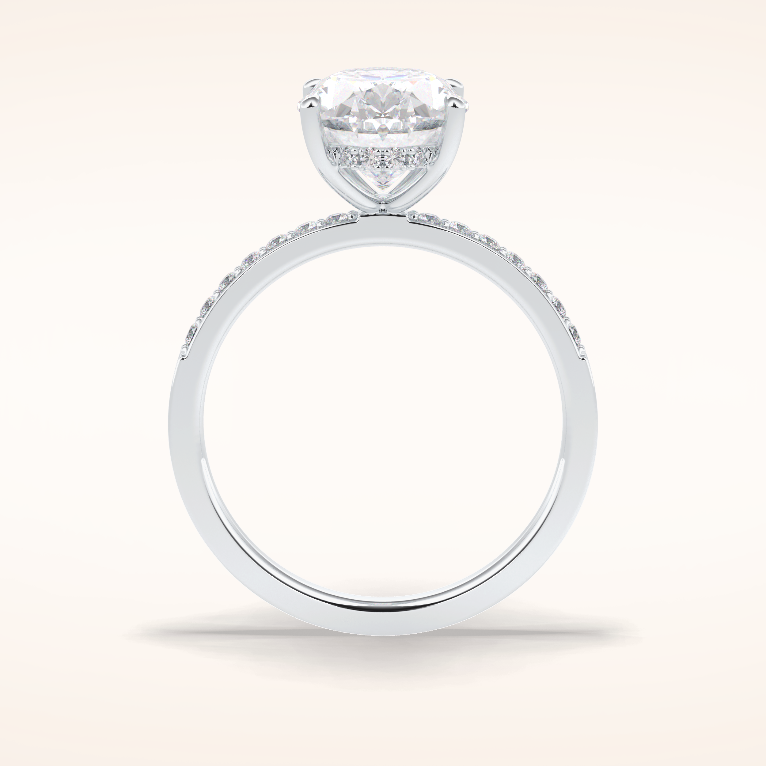 3 CT Oval Shaped Hidden Halo & Pave Moissanite Engagement Ring