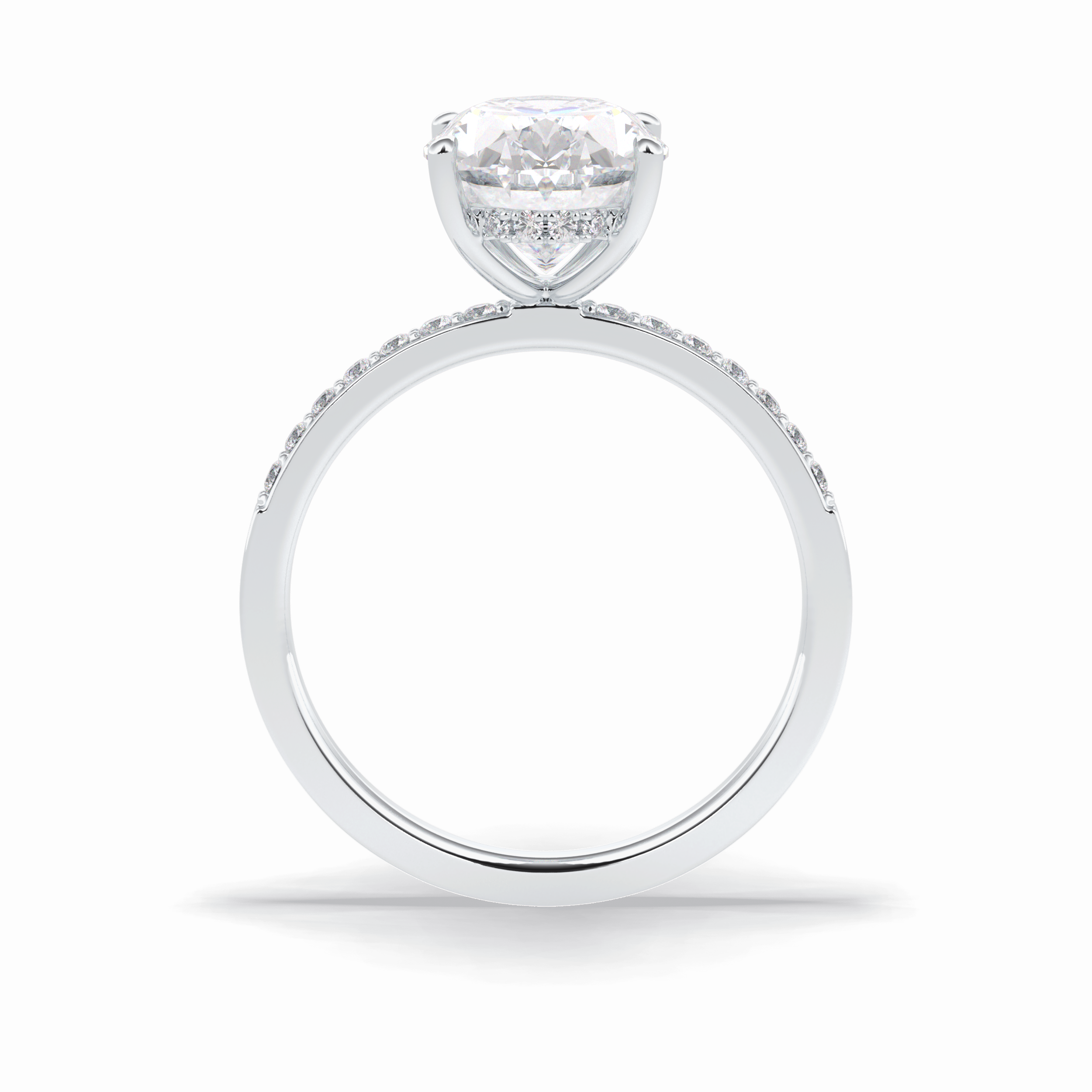 Oval Hidden Halo & Pave Lab Grown Diamond Engagement Ring