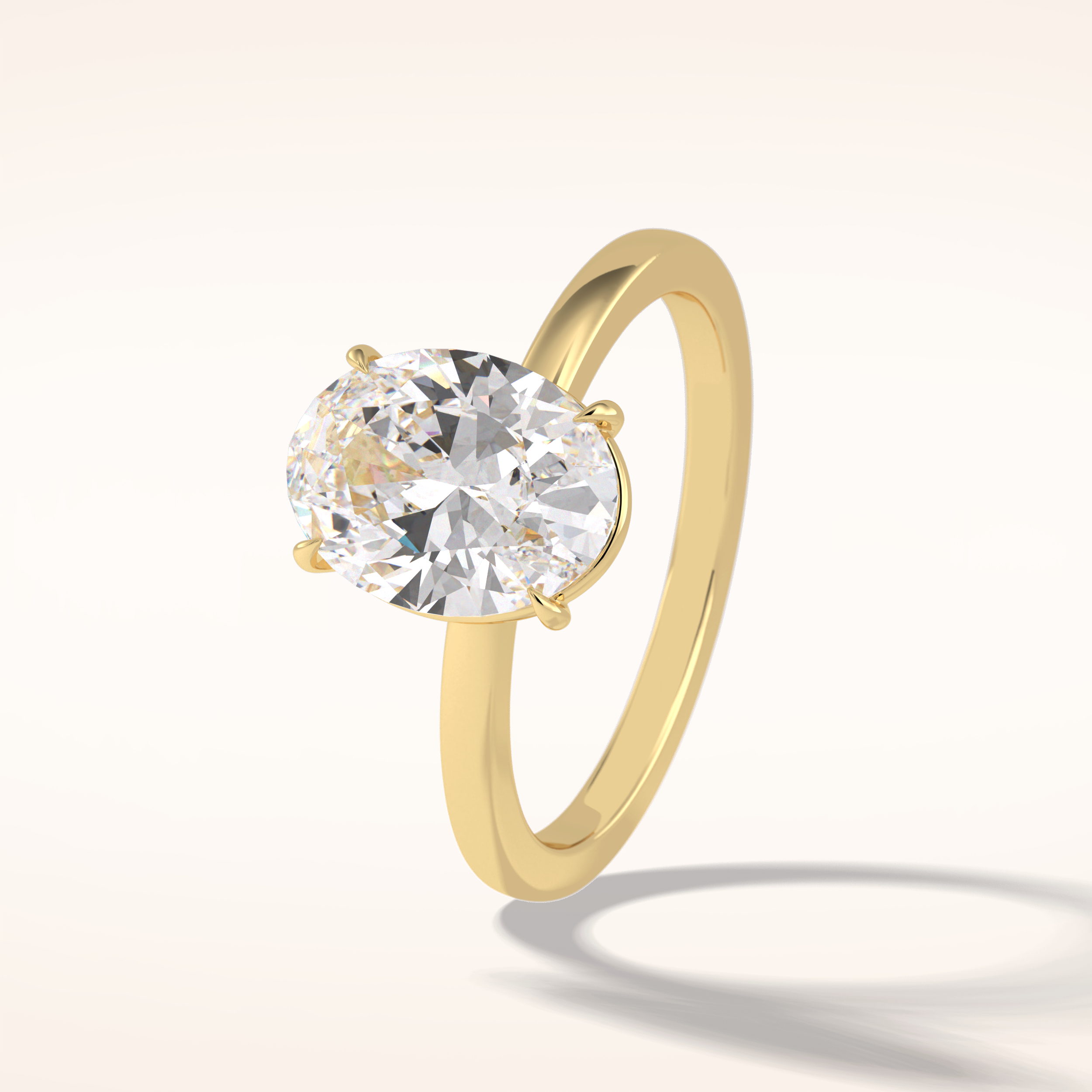 2 CT Oval Shaped Solitaire Moissanite Engagement Ring