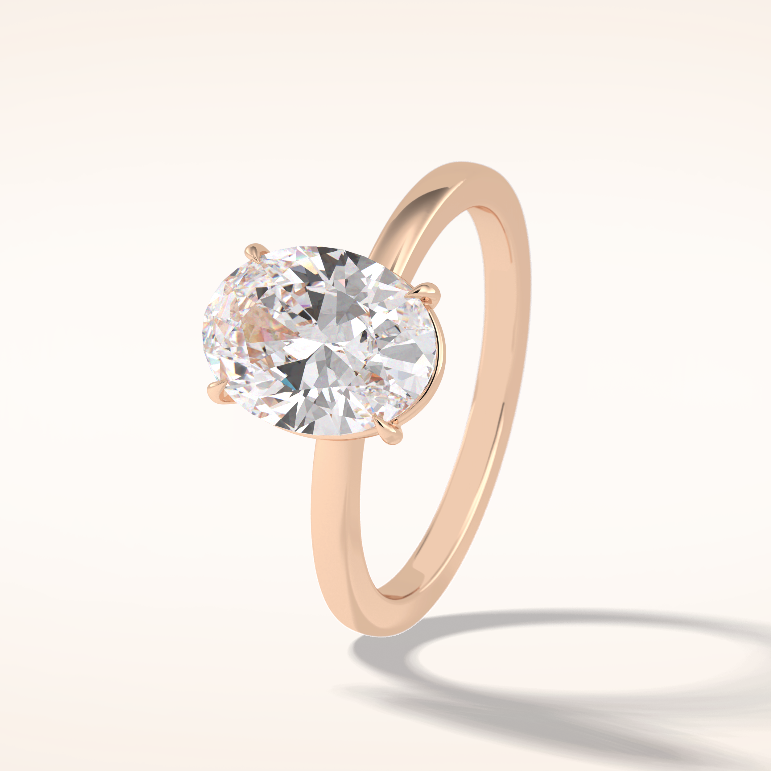 2 CT Oval Shaped Solitaire Moissanite Engagement Ring