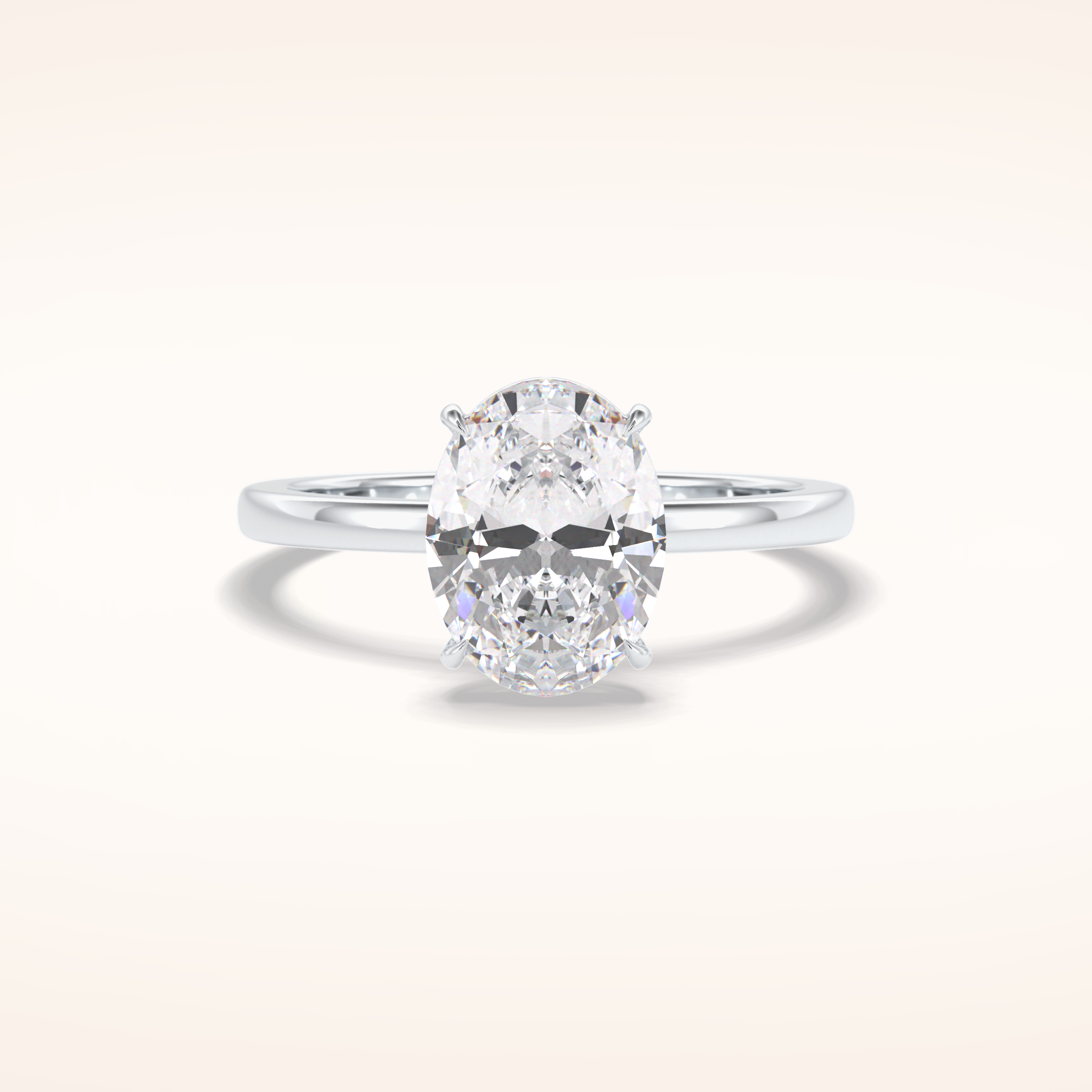 2 CT Oval Shaped Solitaire Moissanite Engagement Ring