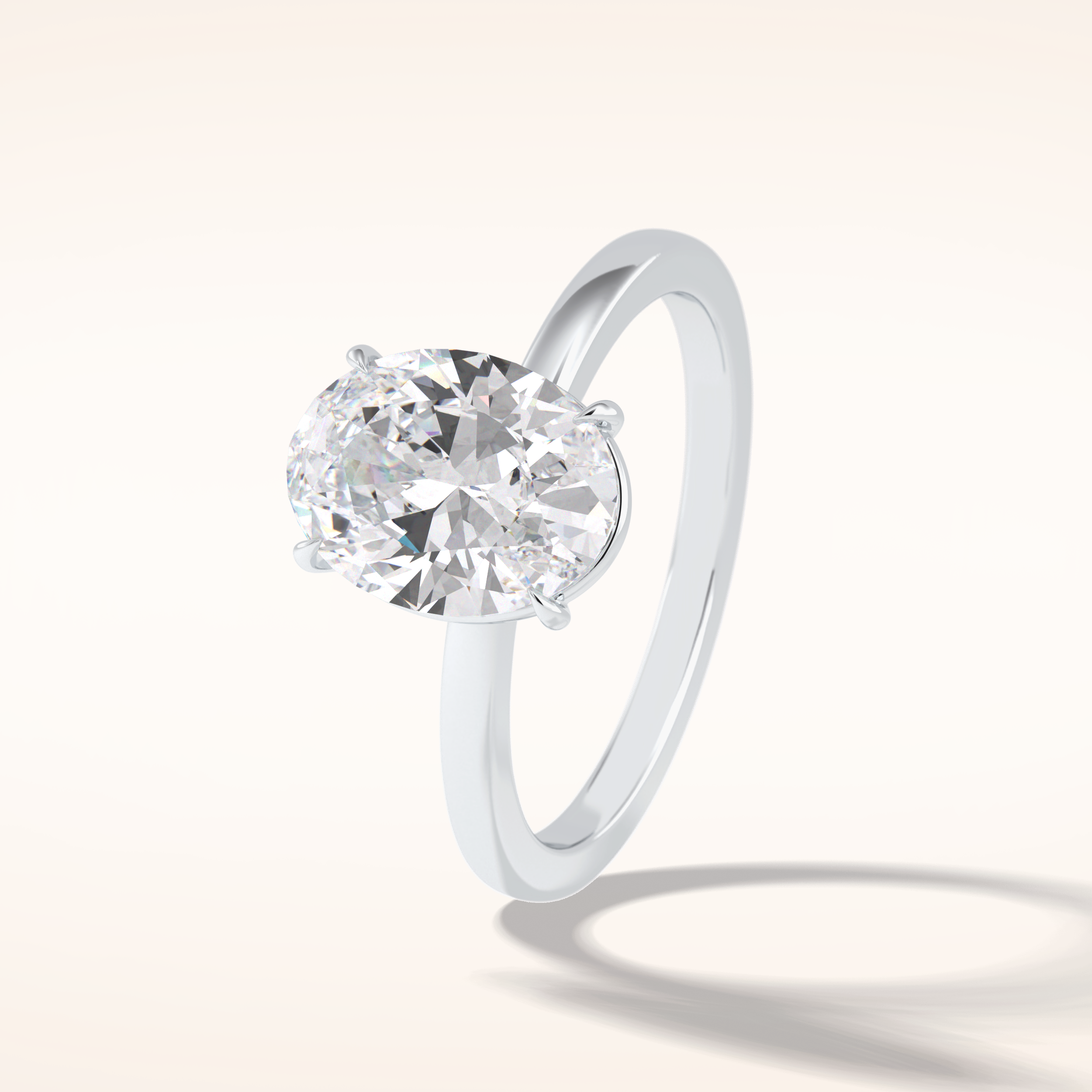 2 CT Oval Shaped Solitaire Moissanite Engagement Ring