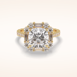 4.02 CT Cushion Shaped Halo & Pave Moissanite Engagement Ring