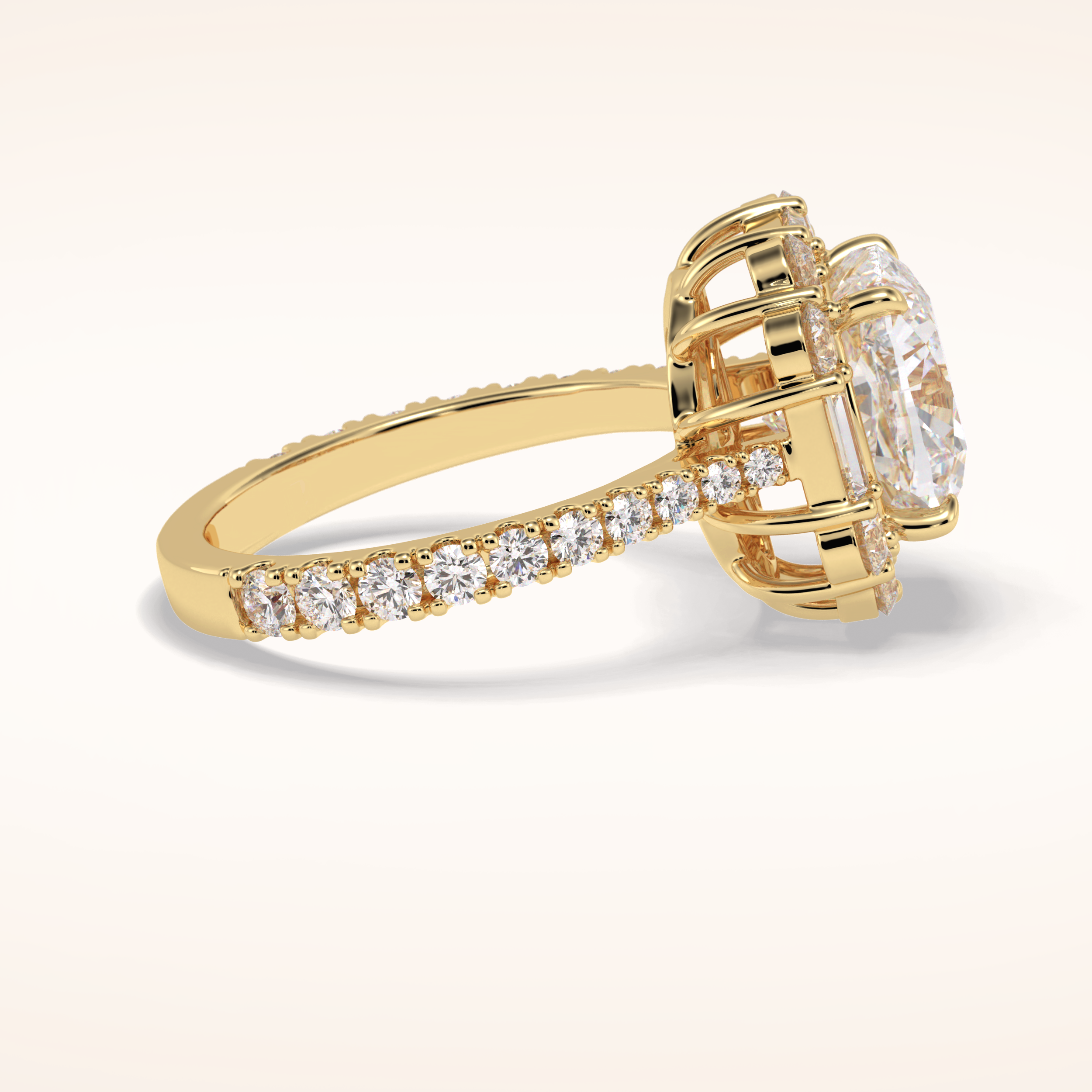 4.02 CT Cushion Shaped Halo & Pave Moissanite Engagement Ring