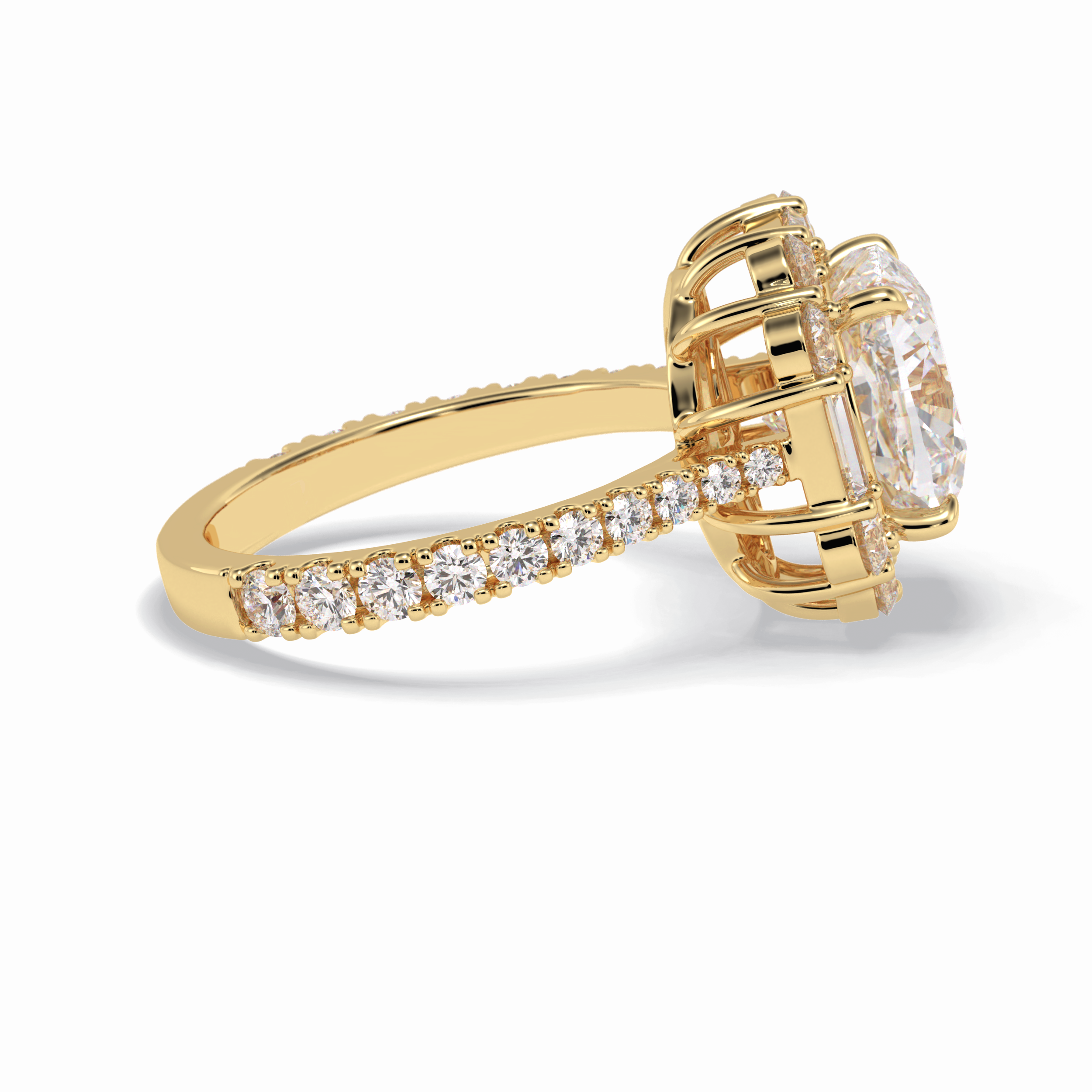 Cushion Halo & Pave Lab Grown Diamond Engagement Ring