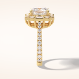 4.02 CT Cushion Shaped Halo & Pave Moissanite Engagement Ring