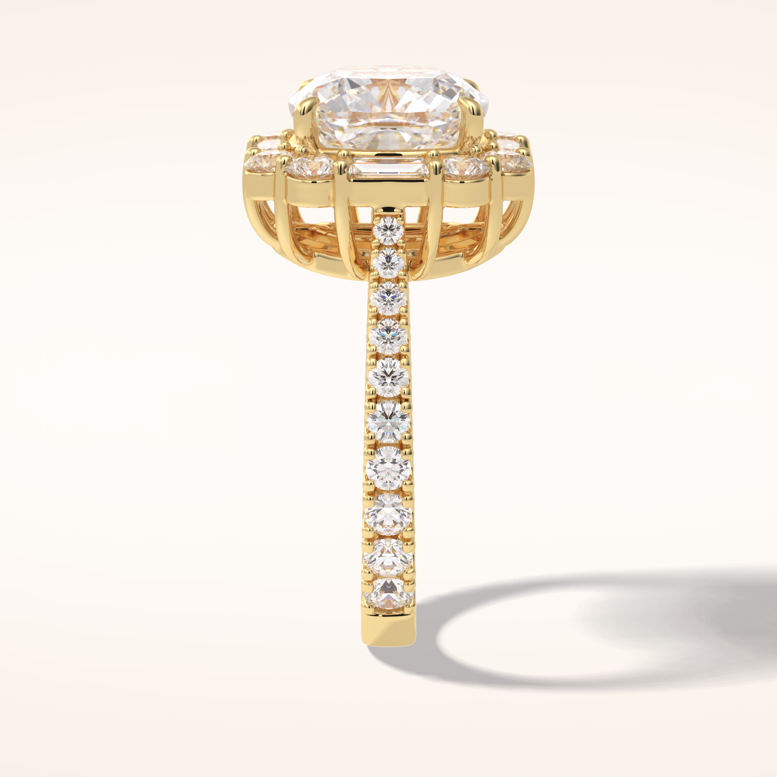 4.02 CT Cushion Shaped Halo & Pave Moissanite Engagement Ring