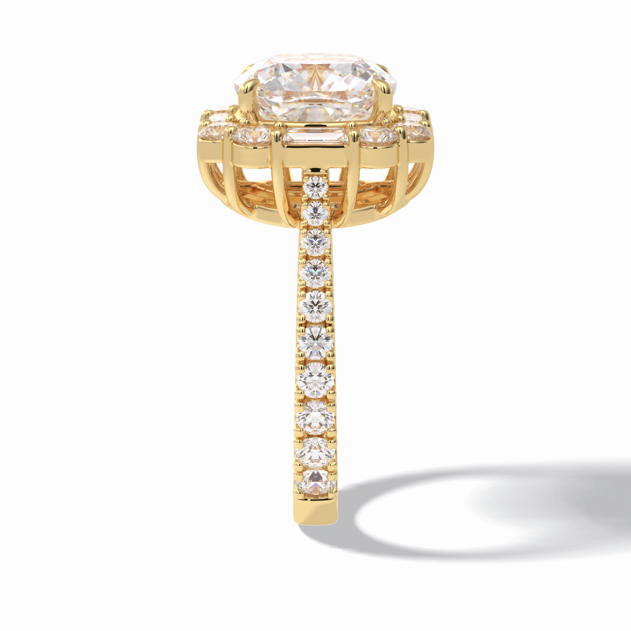 Cushion Halo & Pave Lab Grown Diamond Engagement Ring