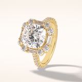 4.02 CT Cushion Shaped Halo & Pave Moissanite Engagement Ring