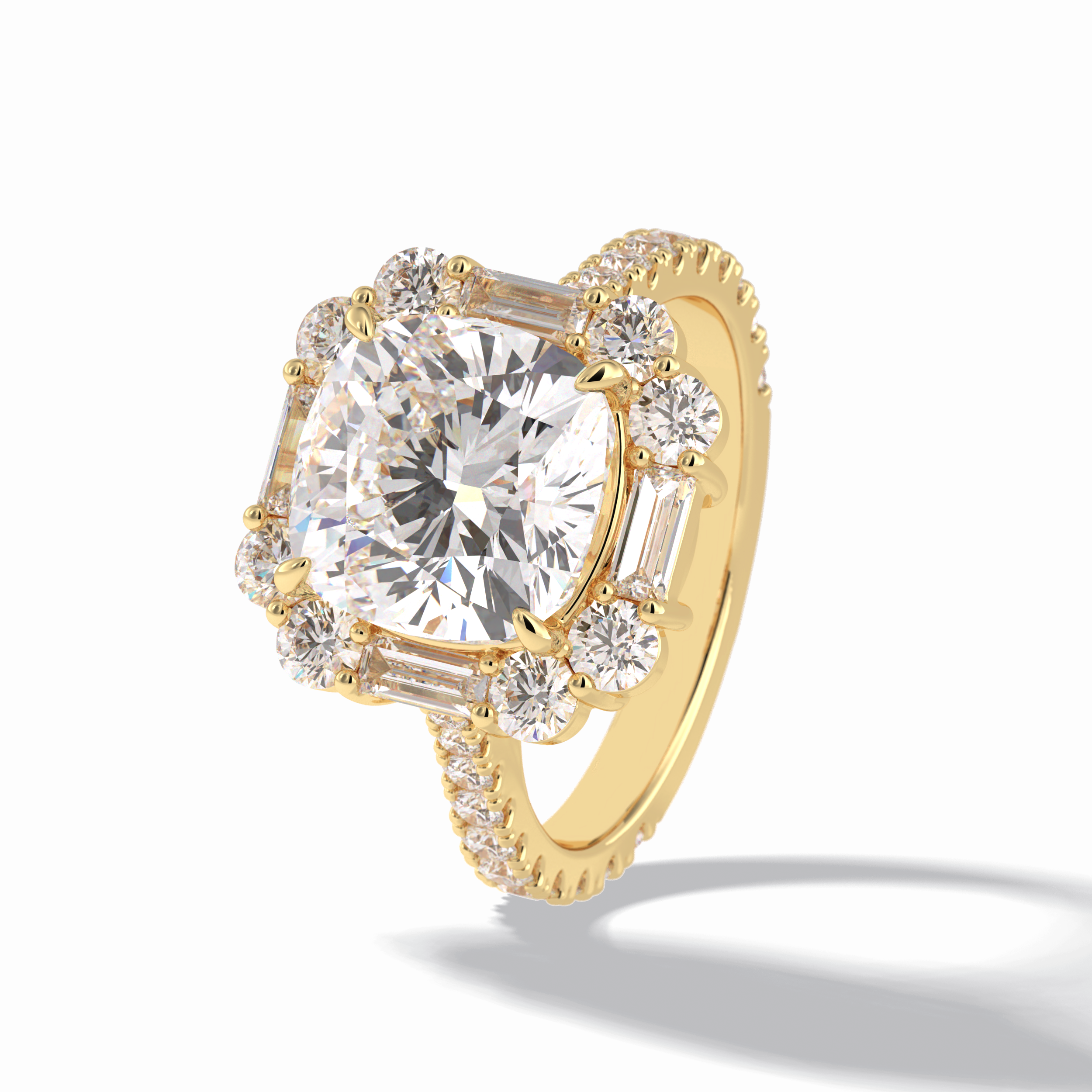 Cushion Halo & Pave Lab Grown Diamond Engagement Ring
