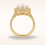 4.02 CT Cushion Shaped Halo & Pave Moissanite Engagement Ring