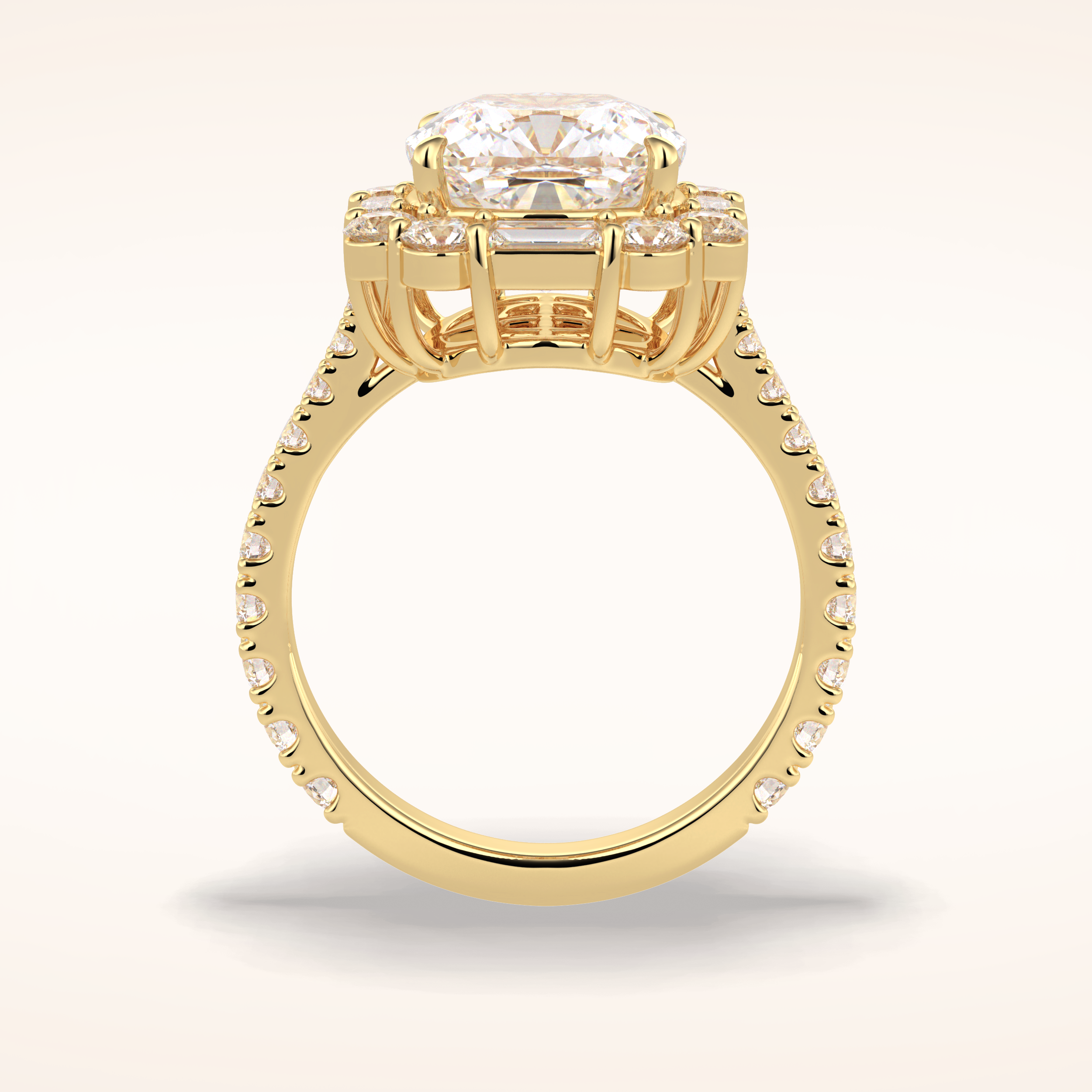 4.02 CT Cushion Shaped Halo & Pave Moissanite Engagement Ring
