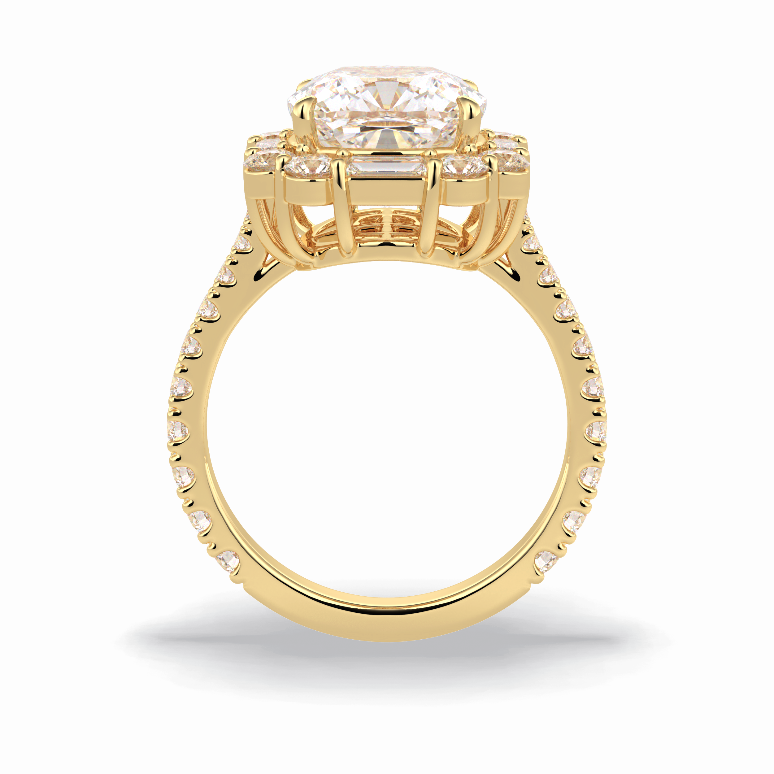 Cushion Halo & Pave Lab Grown Diamond Engagement Ring