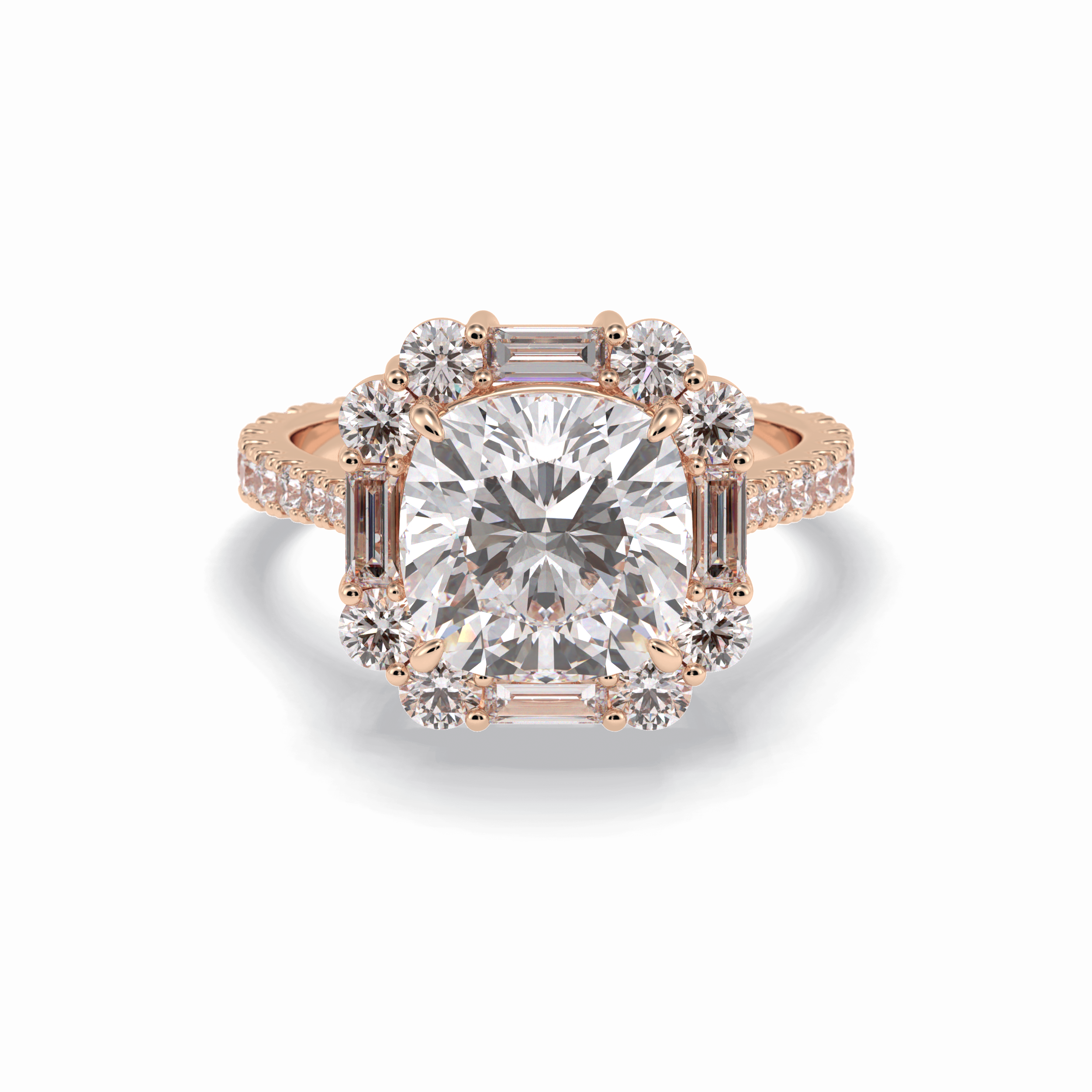 Cushion Halo & Pave Lab Grown Diamond Engagement Ring