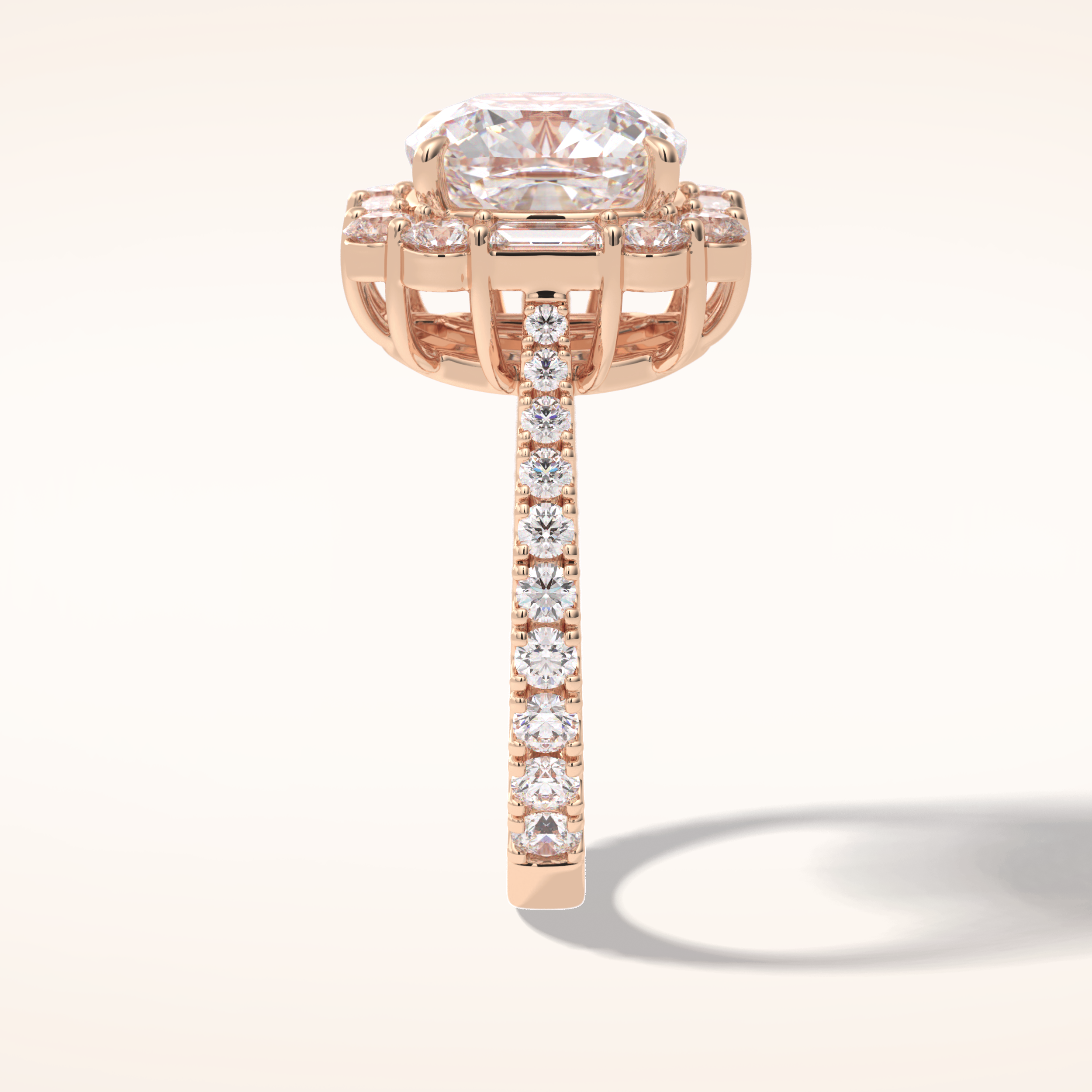 4.02 CT Cushion Shaped Halo & Pave Moissanite Engagement Ring