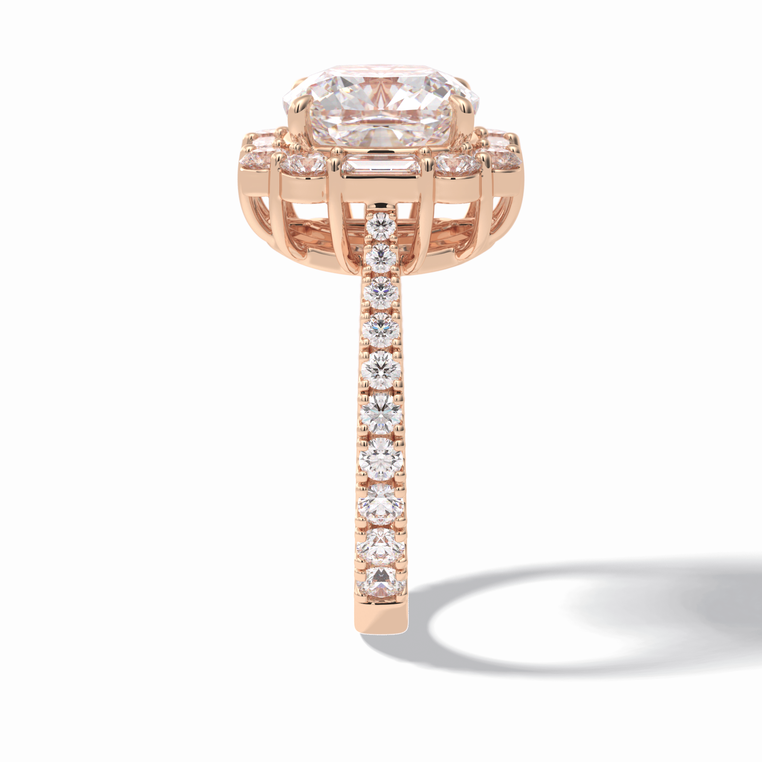 Cushion Halo & Pave Lab Grown Diamond Engagement Ring