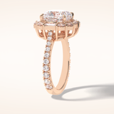 4.02 CT Cushion Shaped Halo & Pave Moissanite Engagement Ring