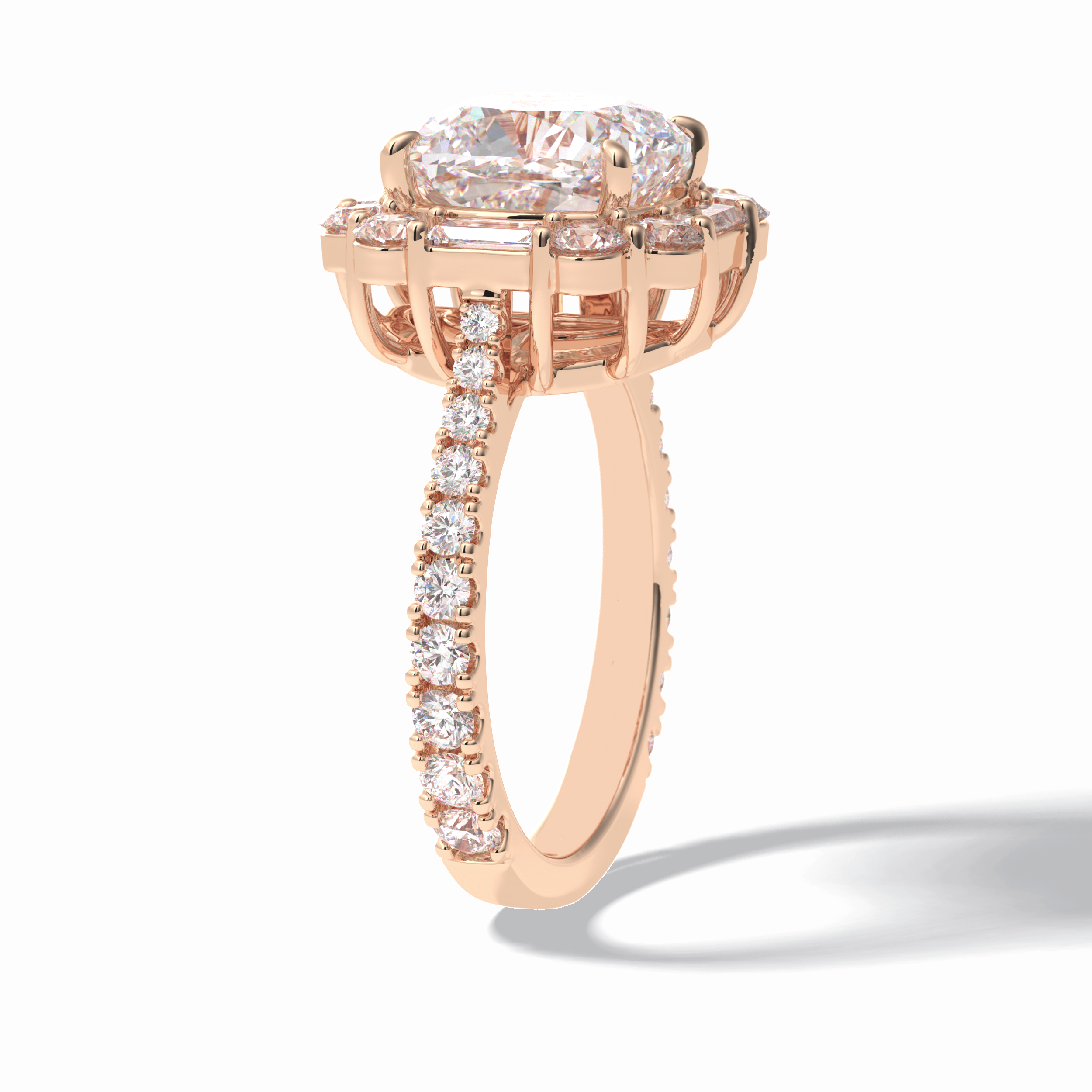 Cushion Halo & Pave Lab Grown Diamond Engagement Ring