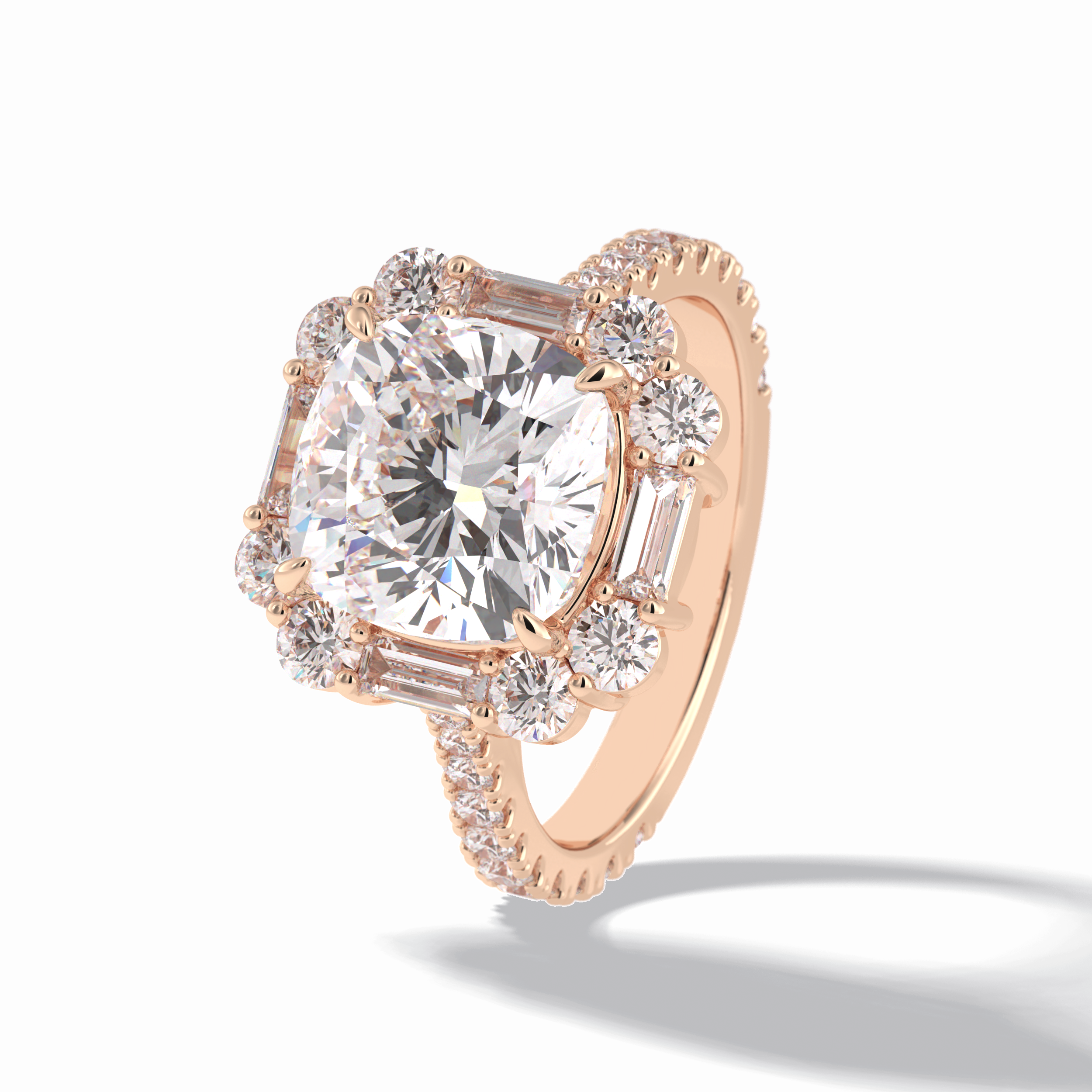 Cushion Halo & Pave Lab Grown Diamond Engagement Ring