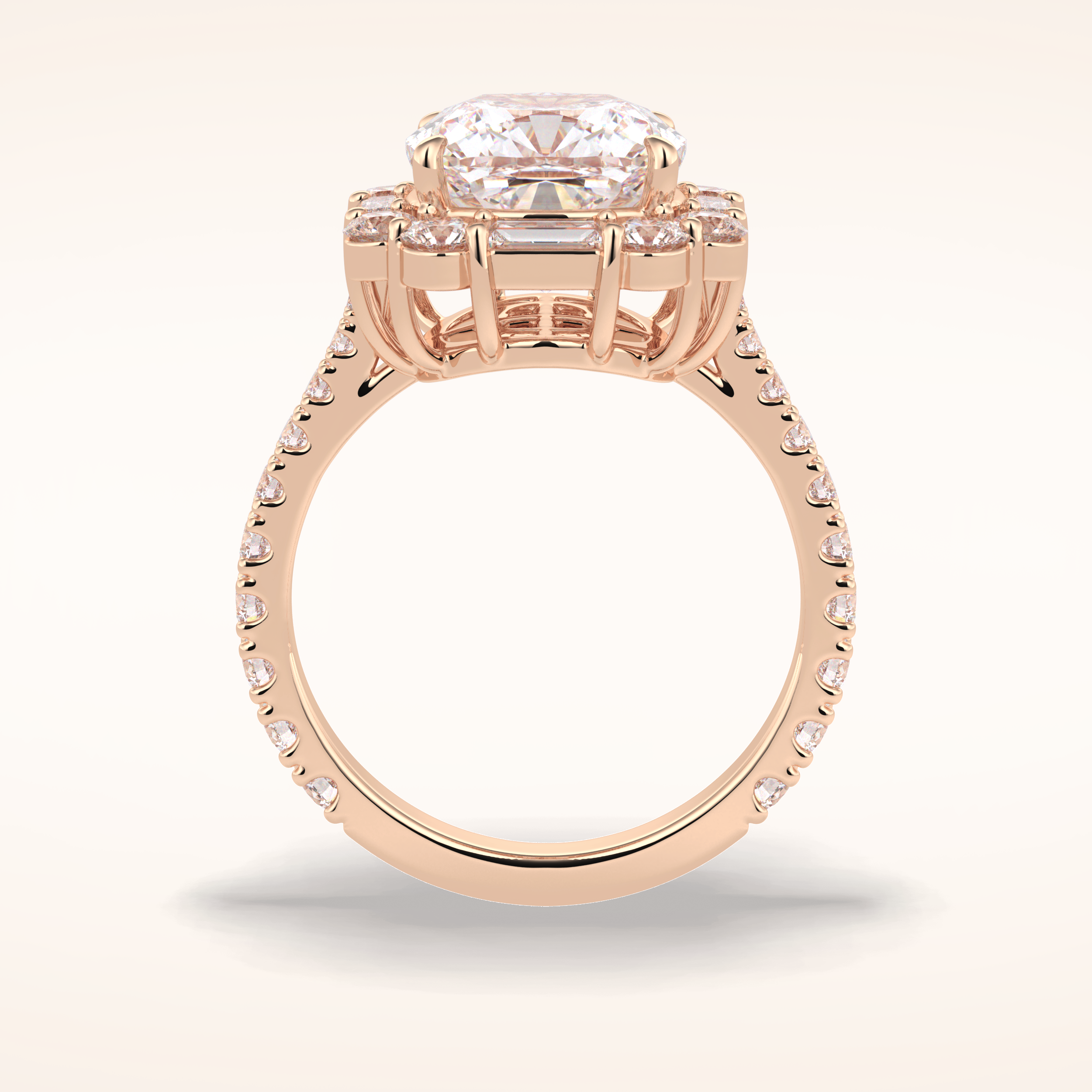 4.02 CT Cushion Shaped Halo & Pave Moissanite Engagement Ring