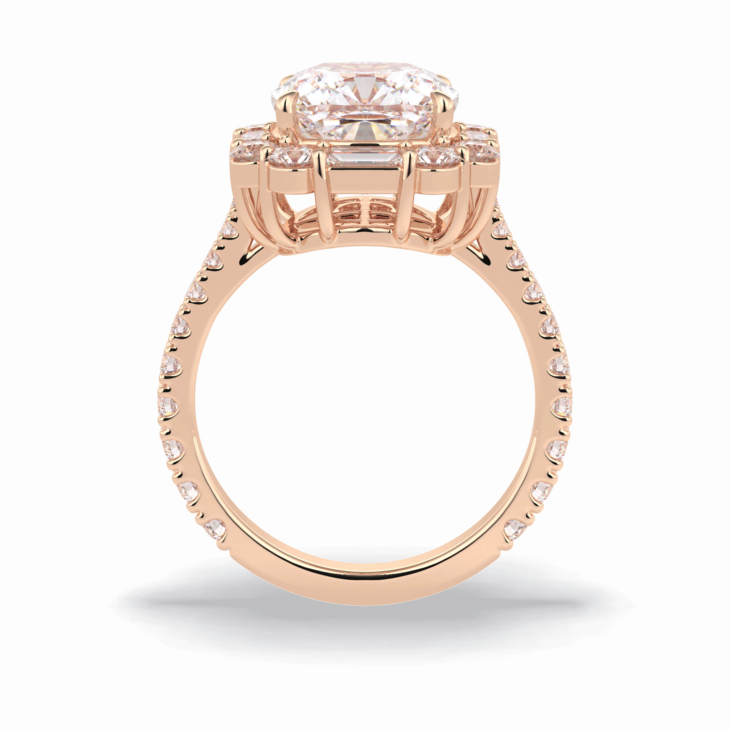 Cushion Halo & Pave Lab Grown Diamond Engagement Ring