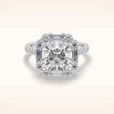 4.02 CT Cushion Shaped Halo & Pave Moissanite Engagement Ring