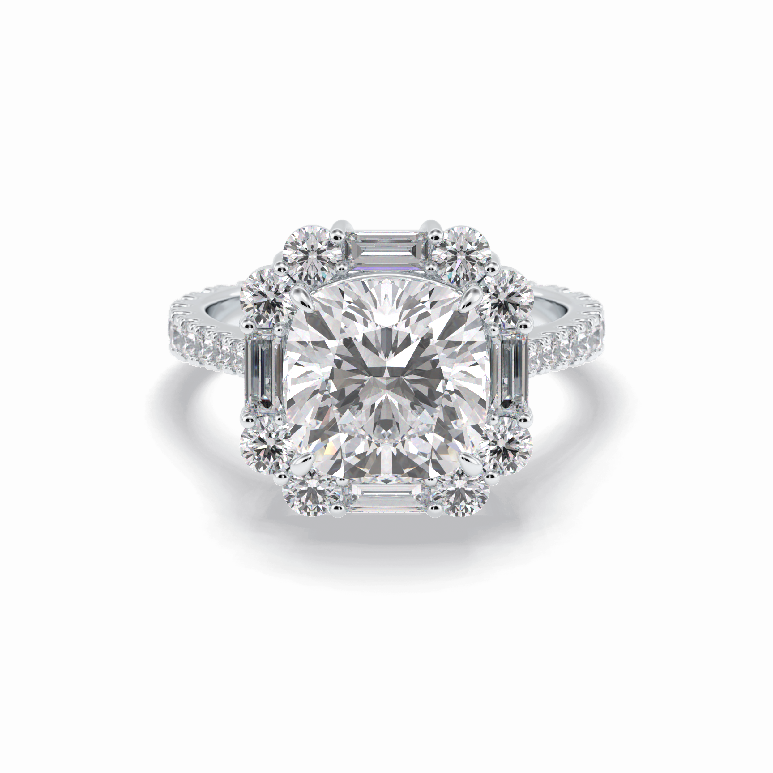 Cushion Halo & Pave Lab Grown Diamond Engagement Ring