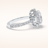 4.02 CT Cushion Shaped Halo & Pave Moissanite Engagement Ring