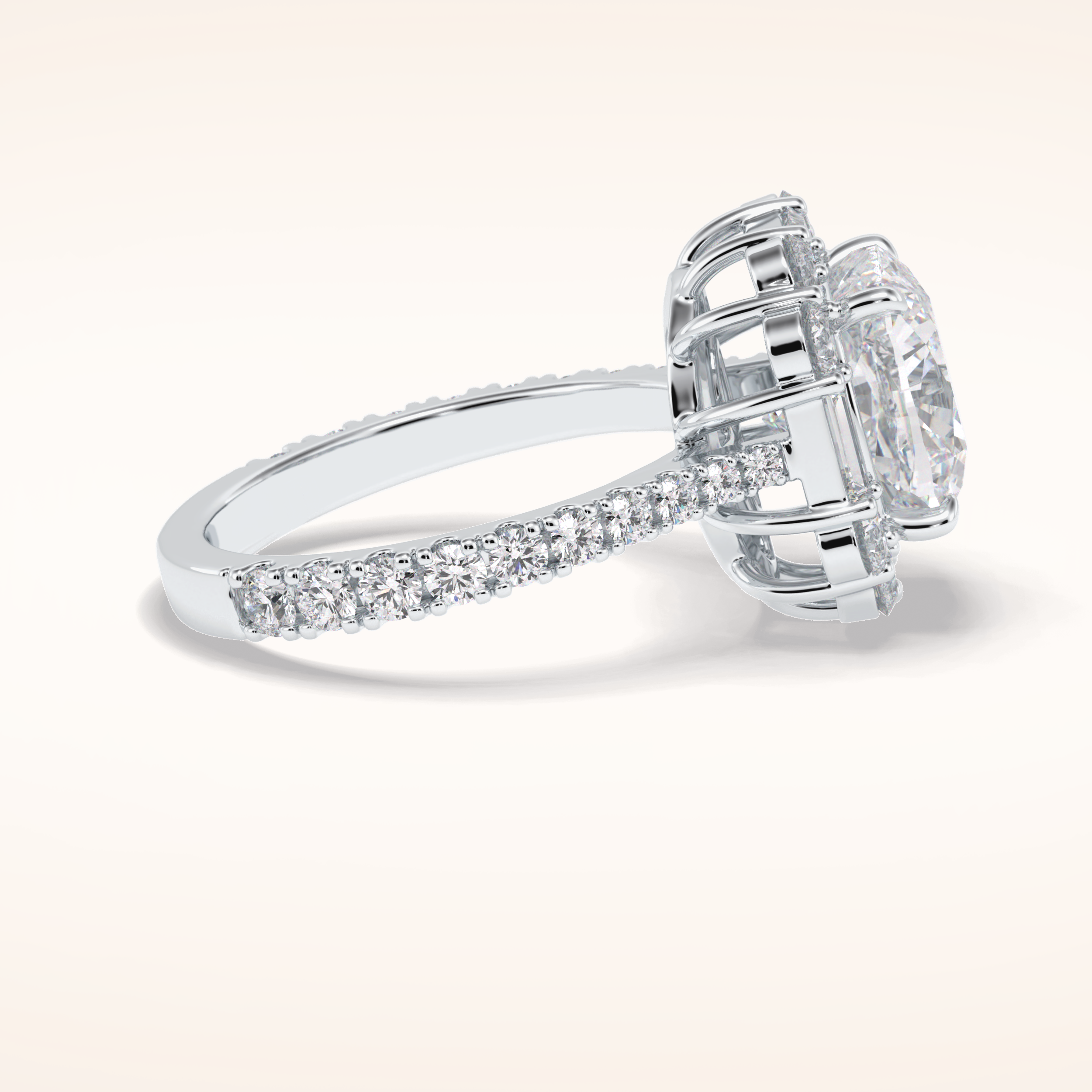 4.02 CT Cushion Shaped Halo & Pave Moissanite Engagement Ring