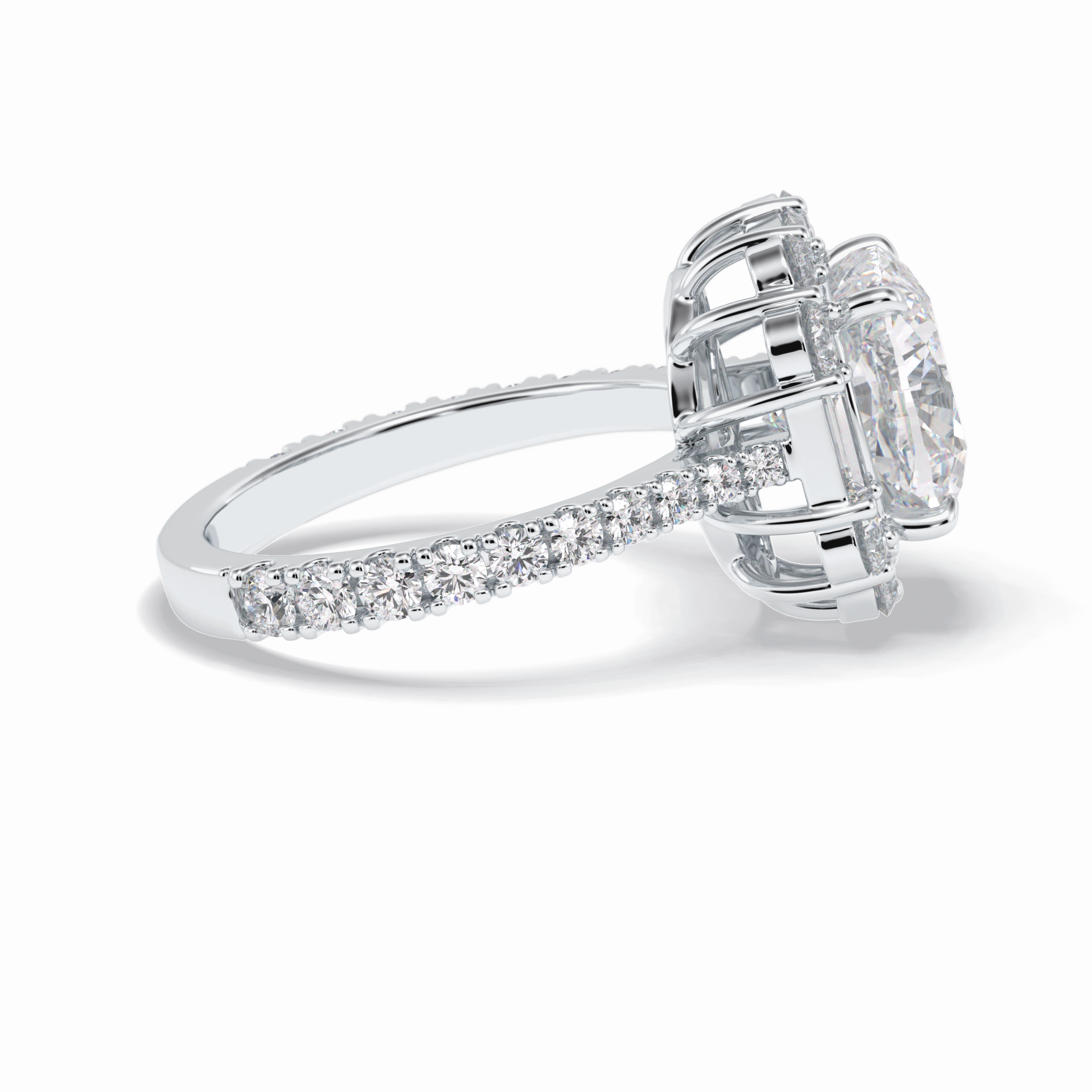 Cushion Halo & Pave Lab Grown Diamond Engagement Ring