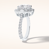 4.02 CT Cushion Shaped Halo & Pave Moissanite Engagement Ring