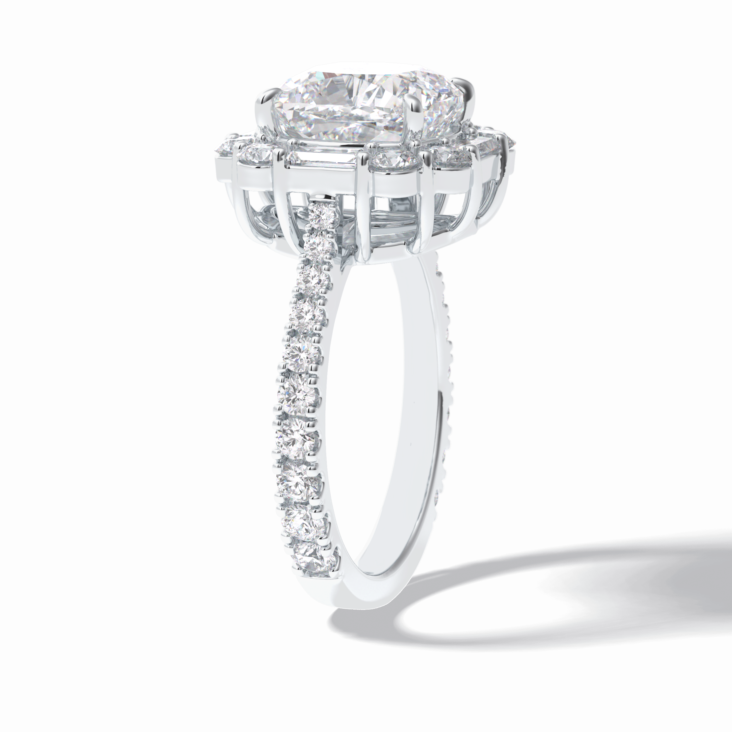 Cushion Halo & Pave Lab Grown Diamond Engagement Ring