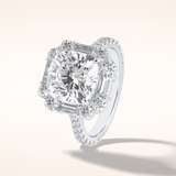 4.02 CT Cushion Shaped Halo & Pave Moissanite Engagement Ring