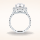 4.02 CT Cushion Shaped Halo & Pave Moissanite Engagement Ring
