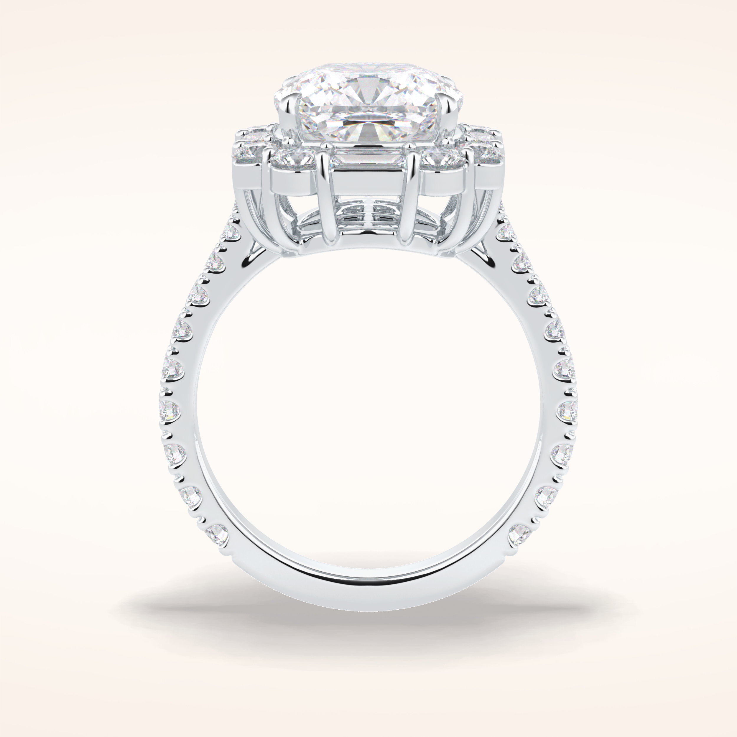 4.02 CT Cushion Shaped Halo & Pave Moissanite Engagement Ring