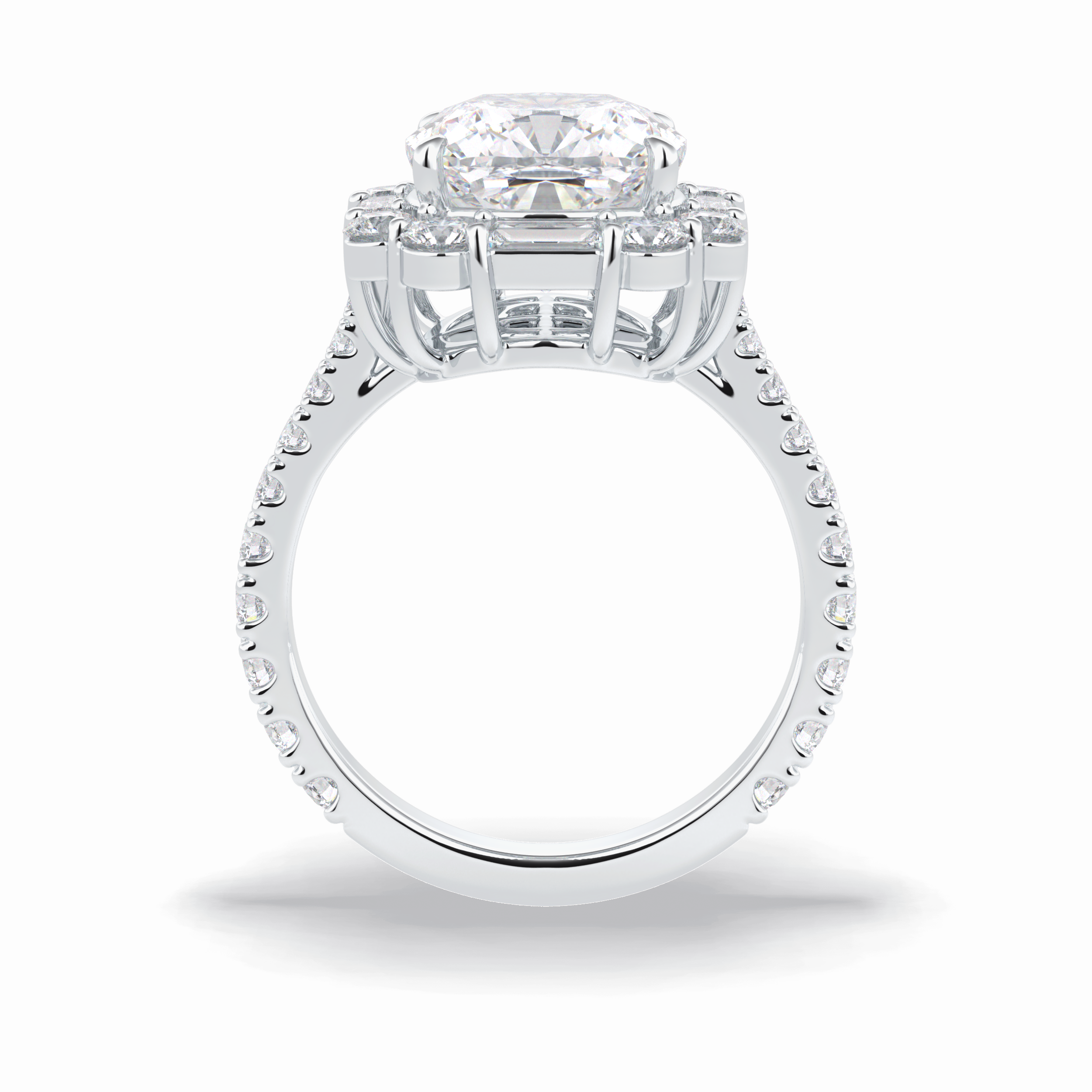 Cushion Halo & Pave Lab Grown Diamond Engagement Ring
