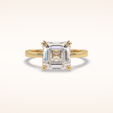 3.03 CT Asscher Shaped Solitaire Moissanite Engagement Ring