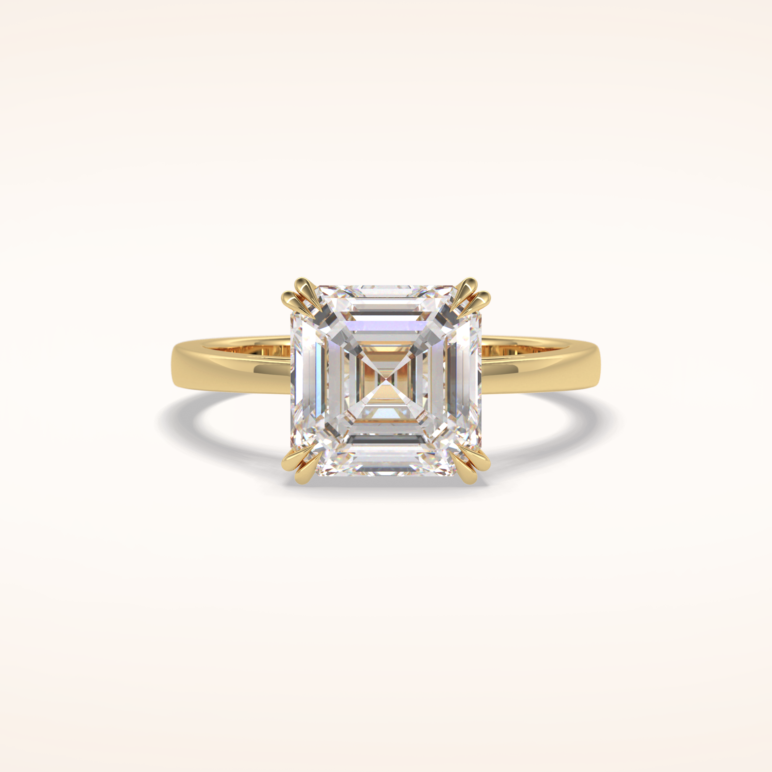 3.03 CT Asscher Shaped Solitaire Moissanite Engagement Ring