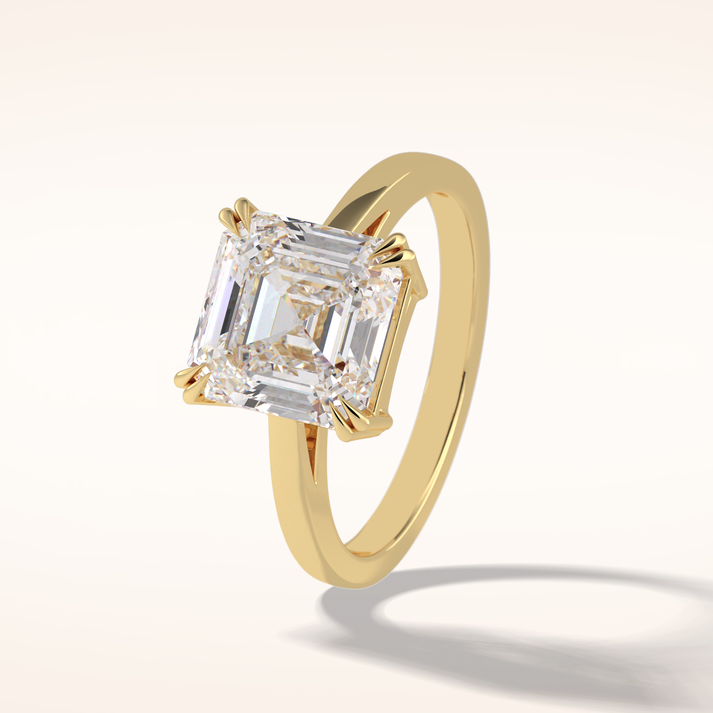 3.03 CT Asscher Shaped Solitaire Moissanite Engagement Ring